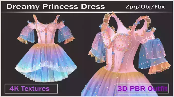 Dreamy Princess Dress 3D Pbr Outfit