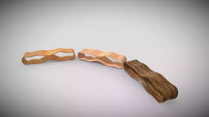 Wooden Orgnaic Bench Free 3D model
