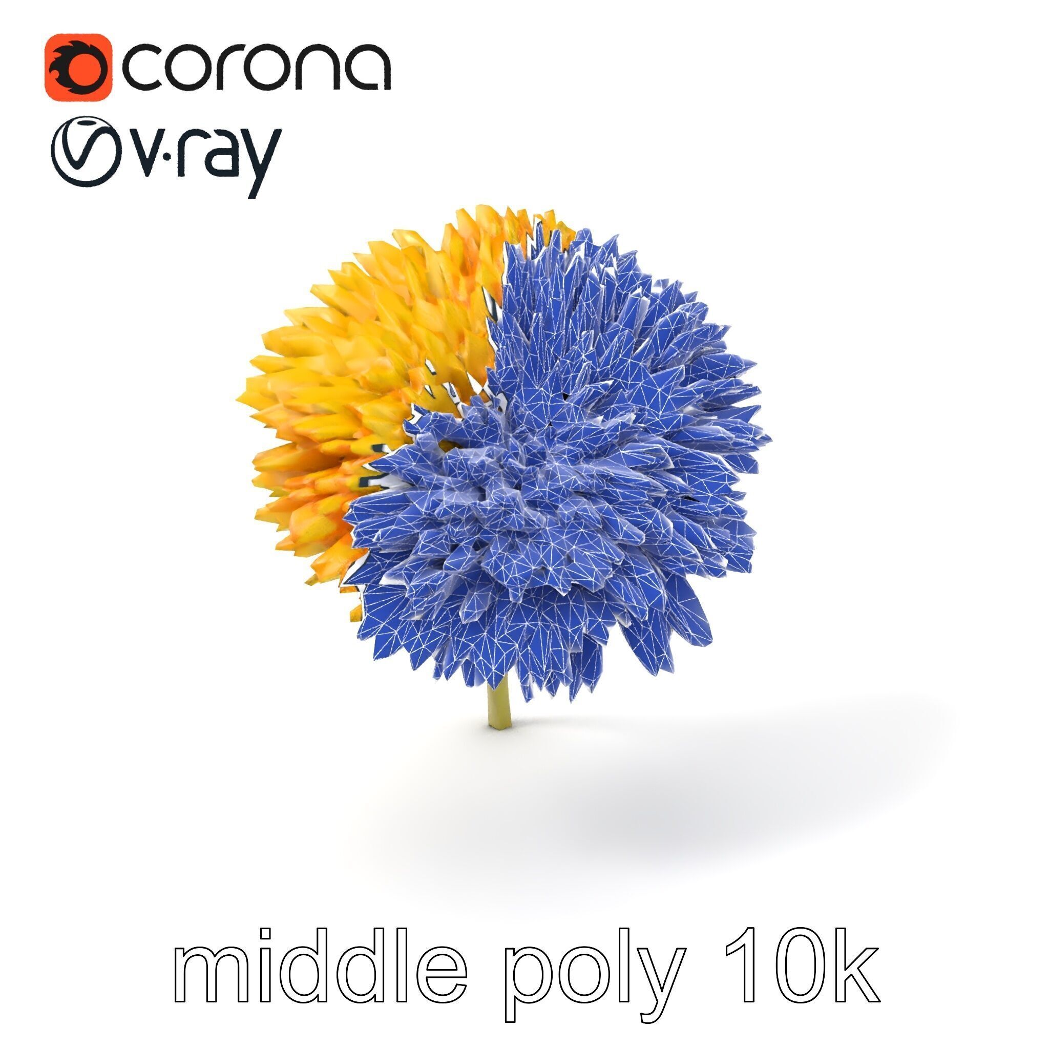 Chrysanthemum Yellow Sunlit Texture model pack Low-poly 3D model_5