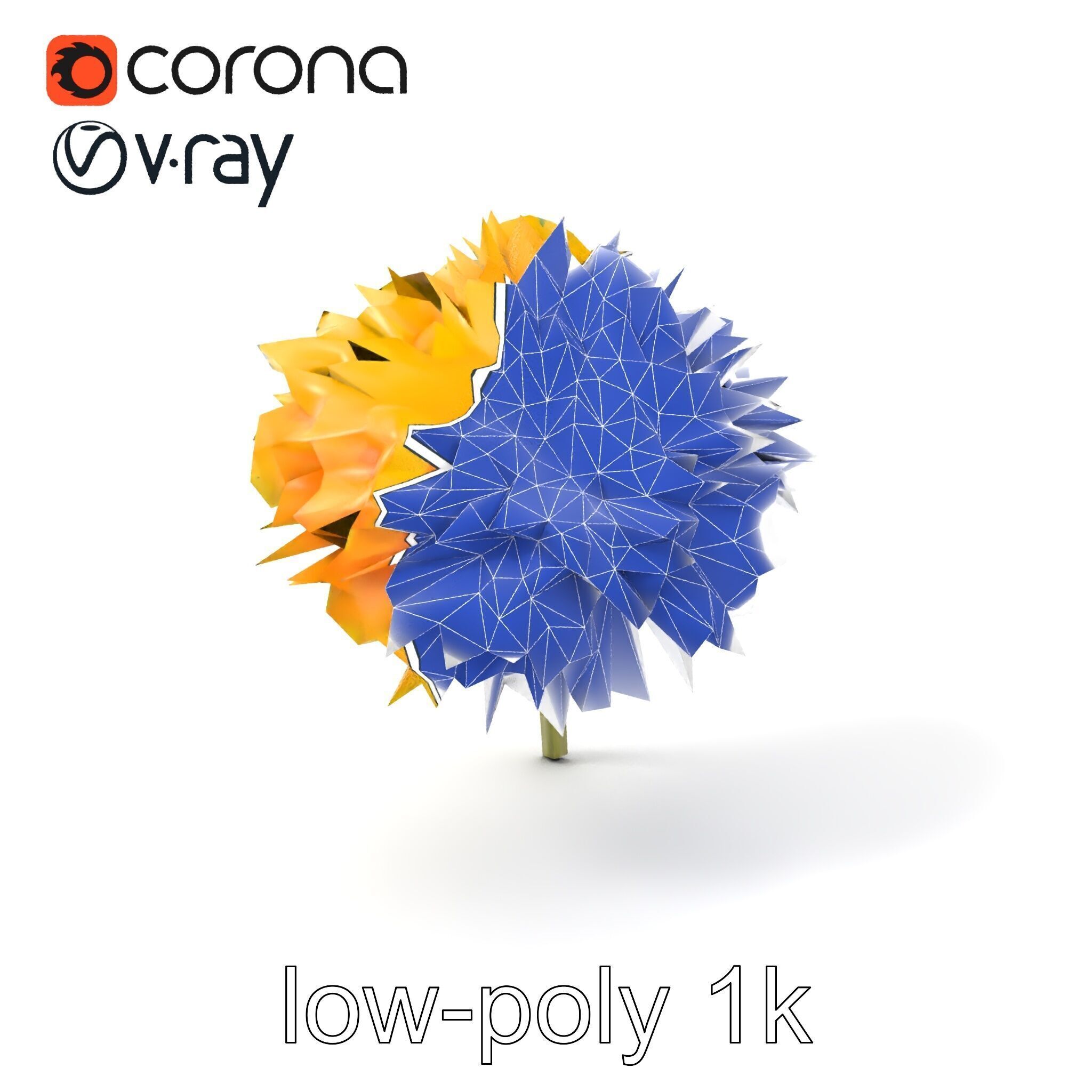 Chrysanthemum Yellow Sunlit Texture model pack Low-poly 3D model_6
