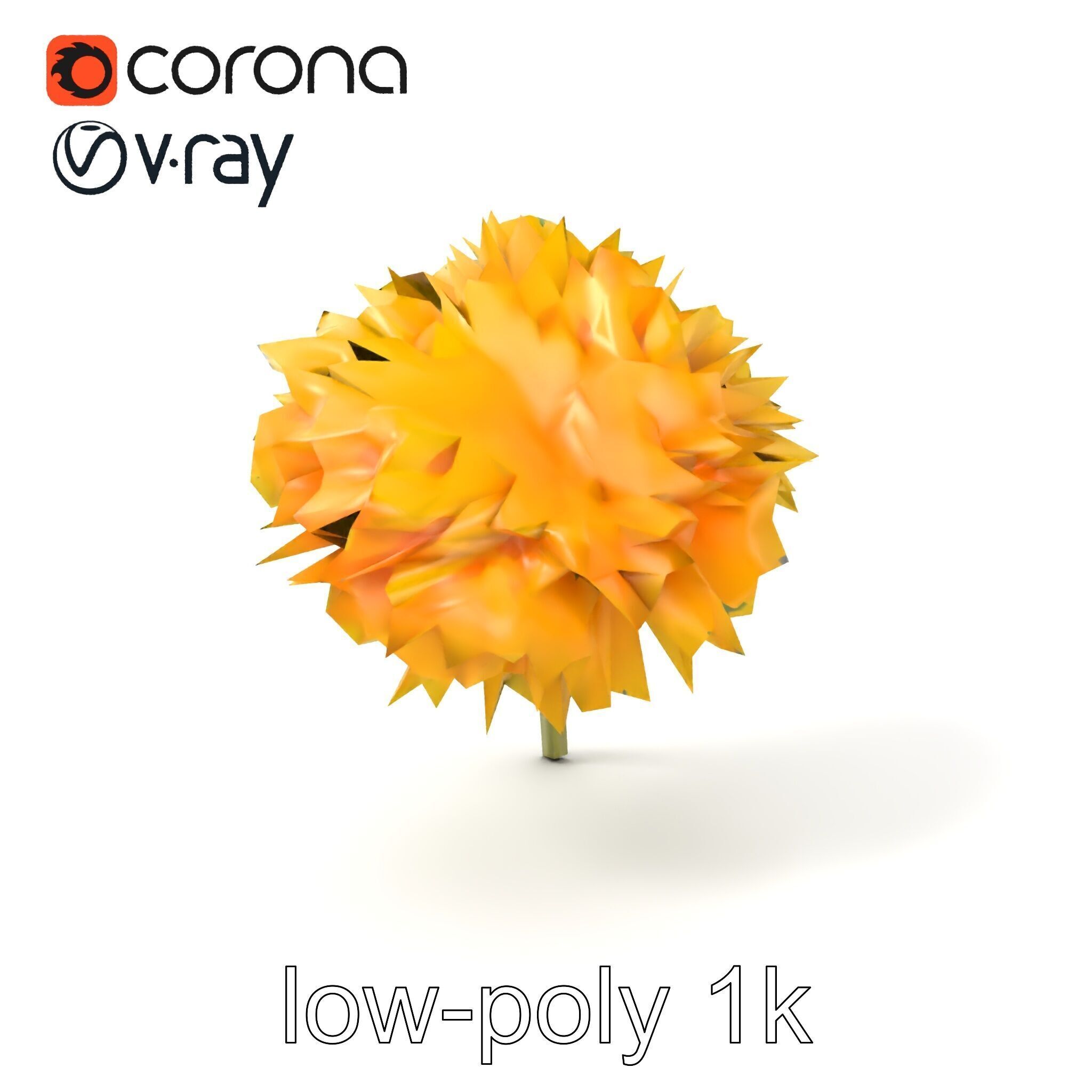 Chrysanthemum Yellow Sunlit Texture model pack Low-poly 3D model_4