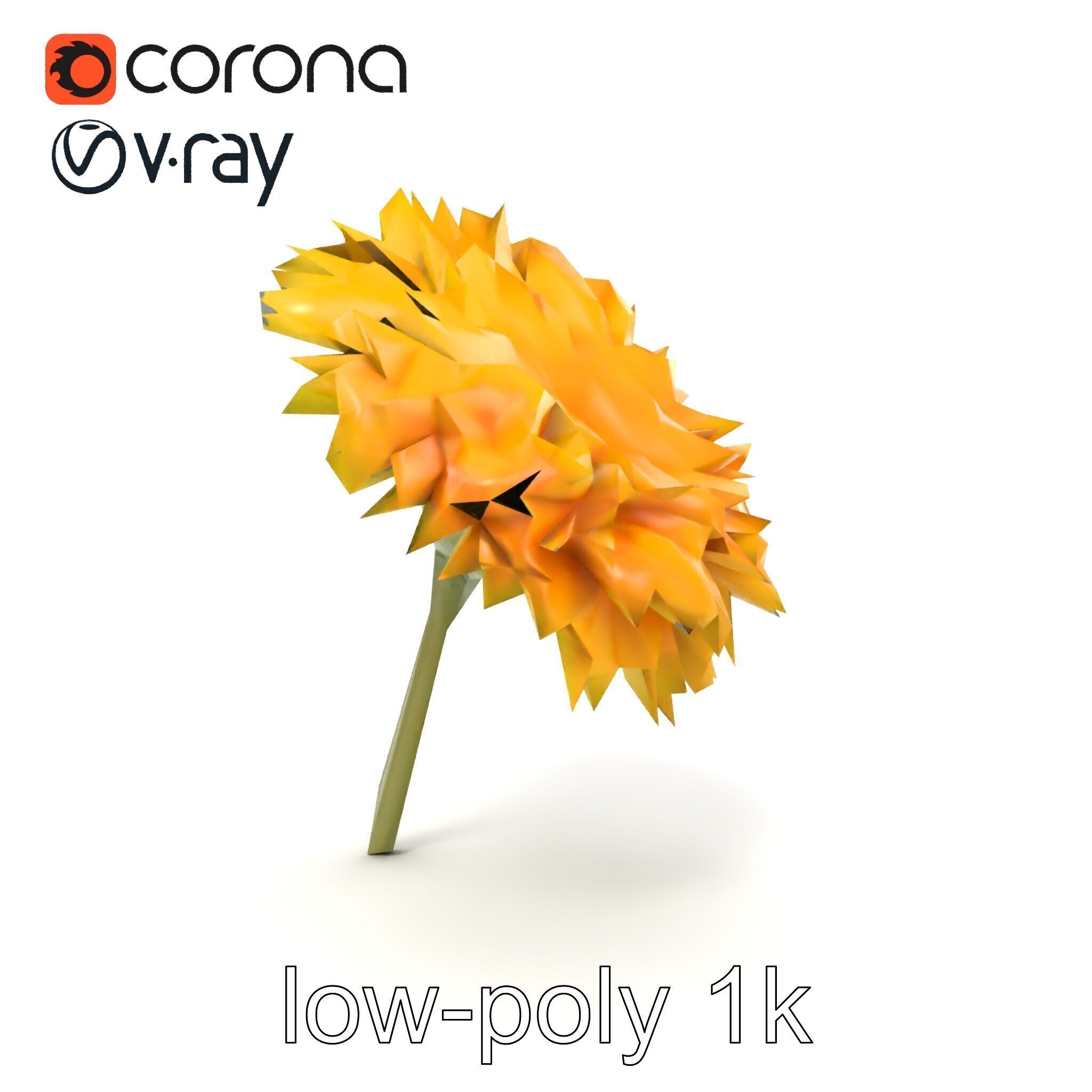 Chrysanthemum Yellow Sunlit Texture model pack Low-poly 3D model_14