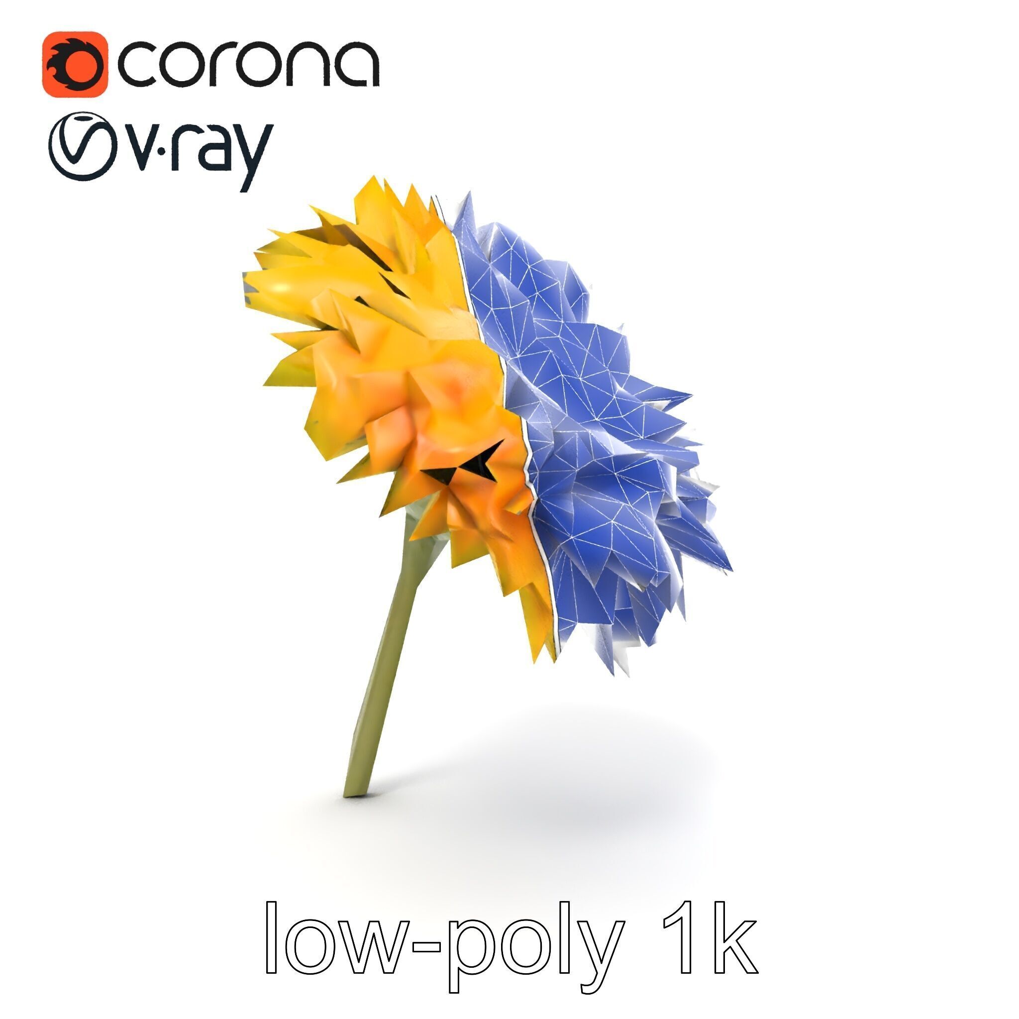 Chrysanthemum Yellow Sunlit Texture model pack Low-poly 3D model_24