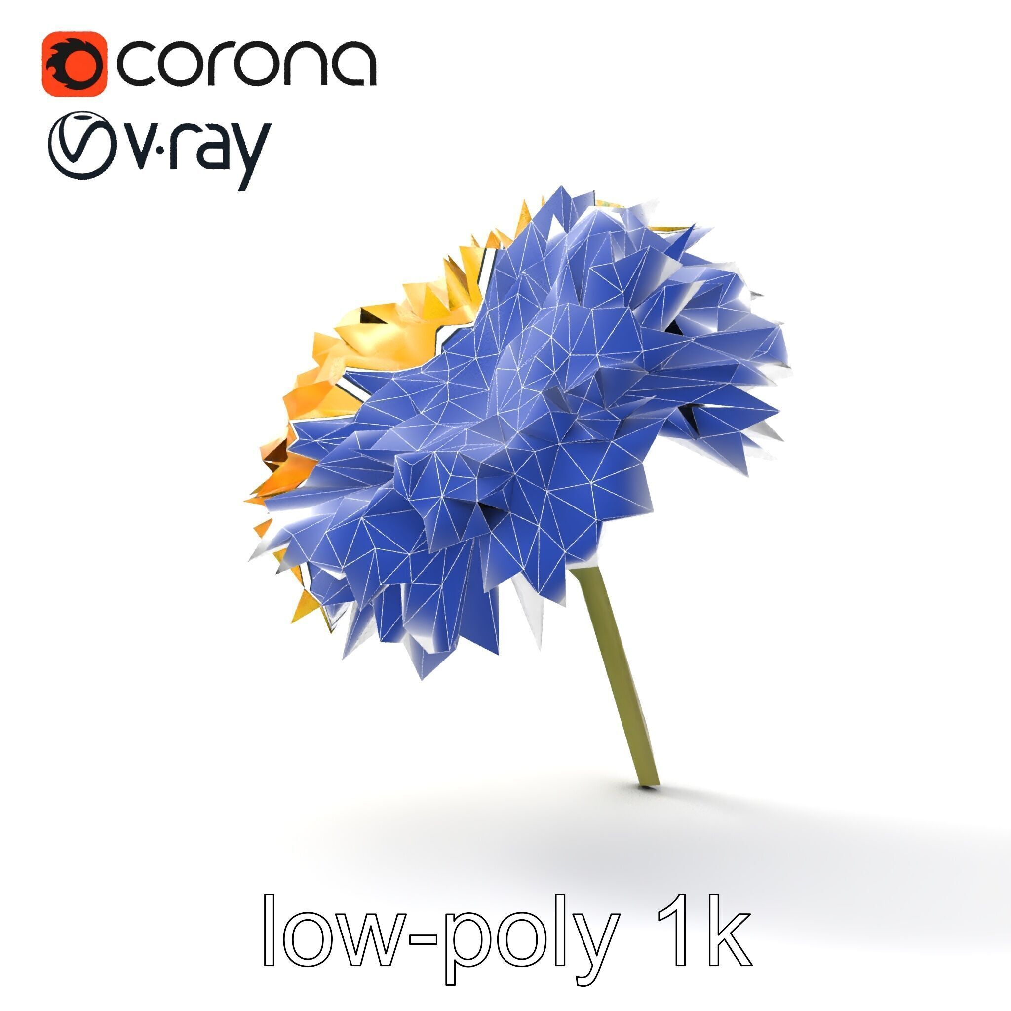 Chrysanthemum Yellow Sunlit Texture model pack Low-poly 3D model_21