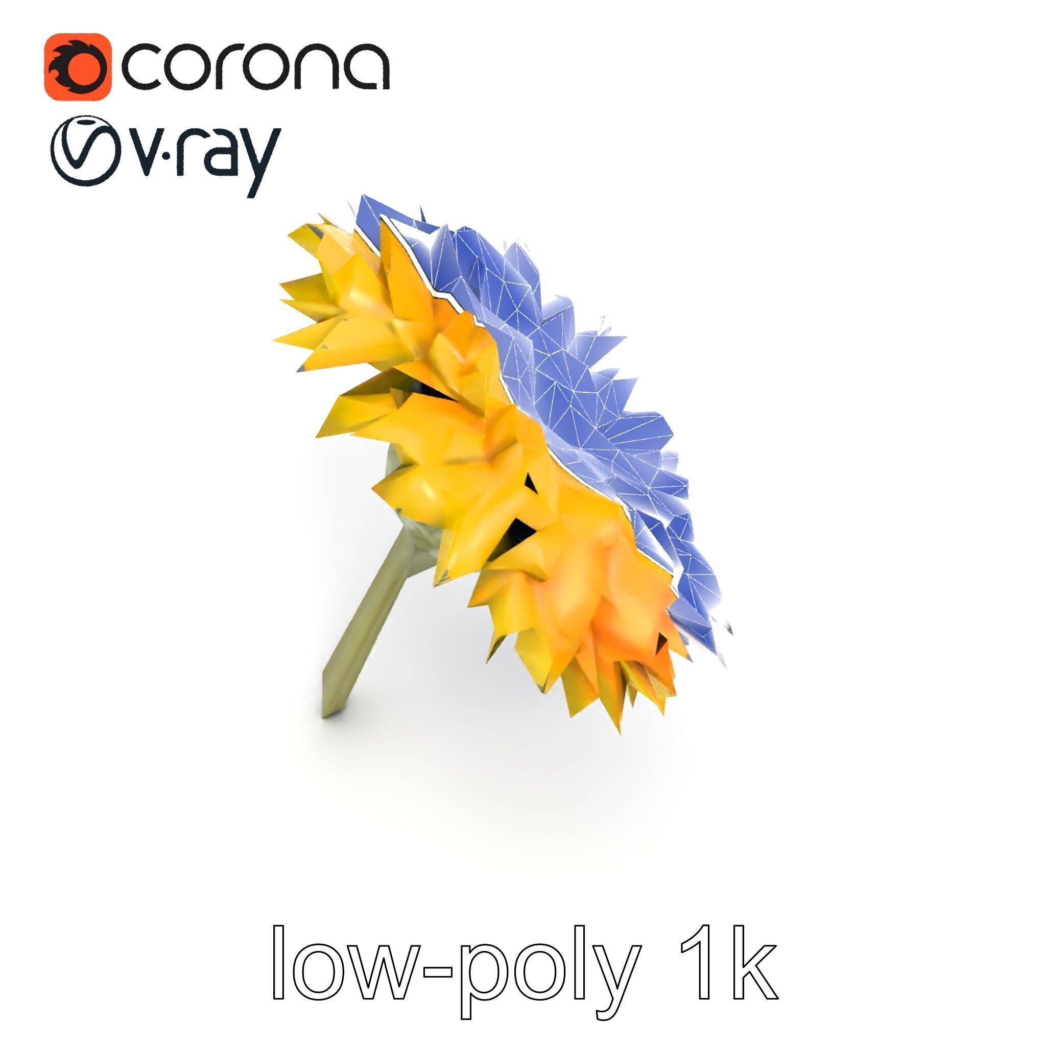 Chrysanthemum Yellow Sunlit Texture model pack Low-poly 3D model_22