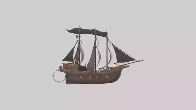Pirate ship keychain model 2 Low-poly 3D model