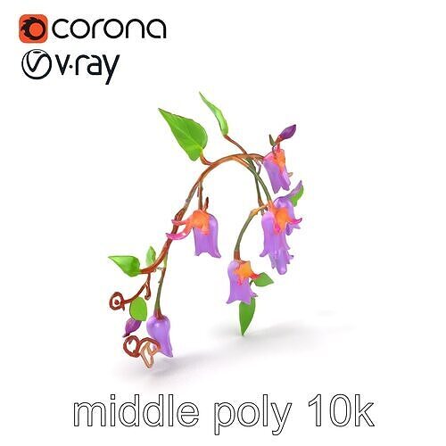 Dwarf Wisteria Flower Veined Texture Model Pack Low-poly 3D model