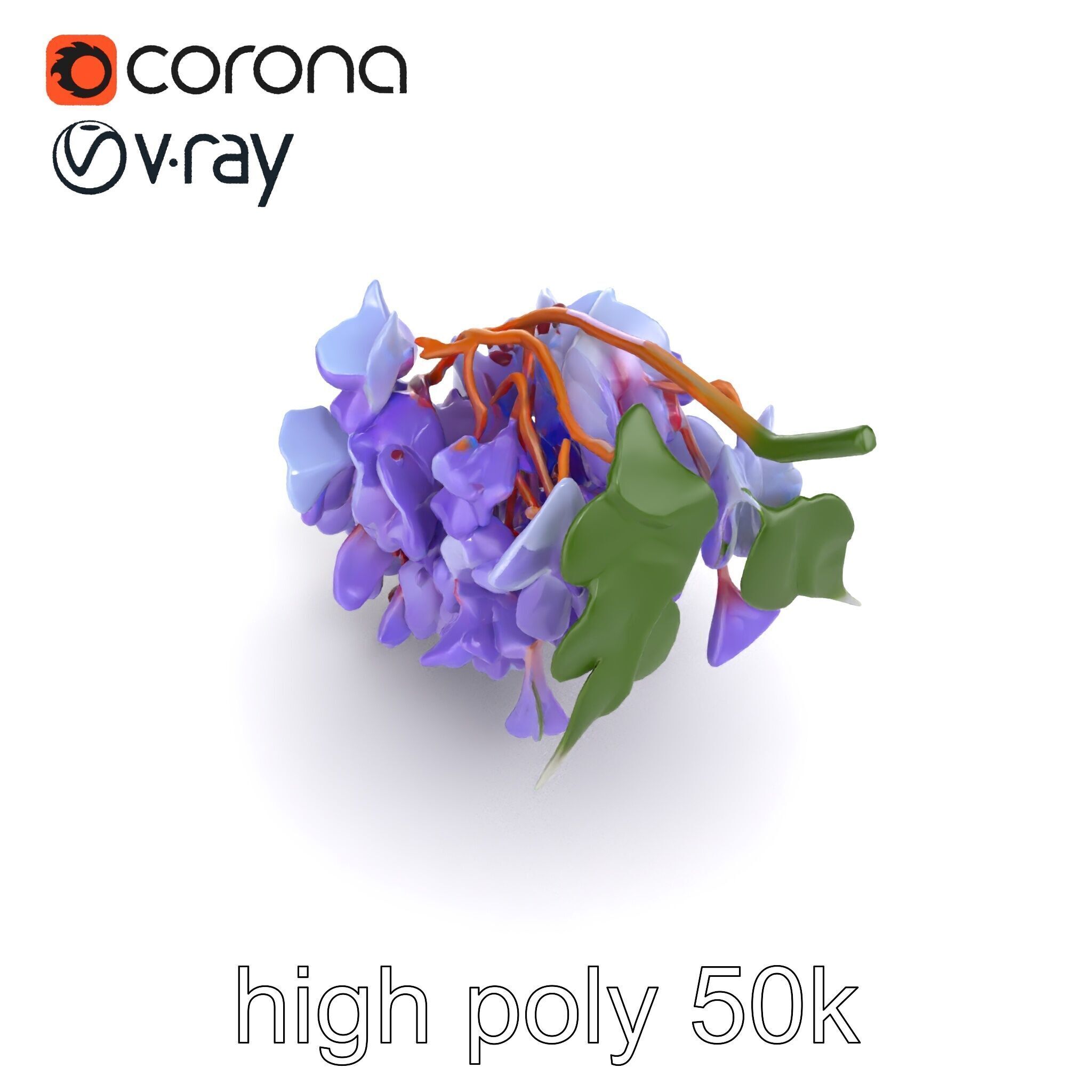 Bicolor Wisteria Petals 3D Model Pack Low-poly 3D model_13