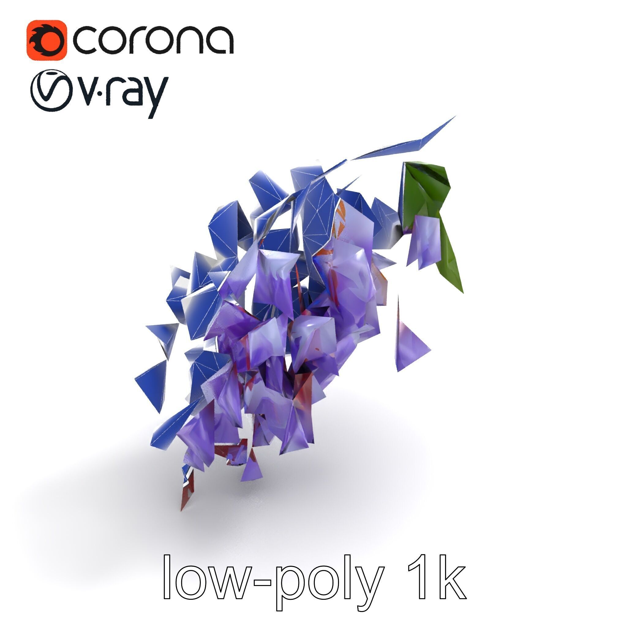 Bicolor Wisteria Petals 3D Model Pack Low-poly 3D model_29