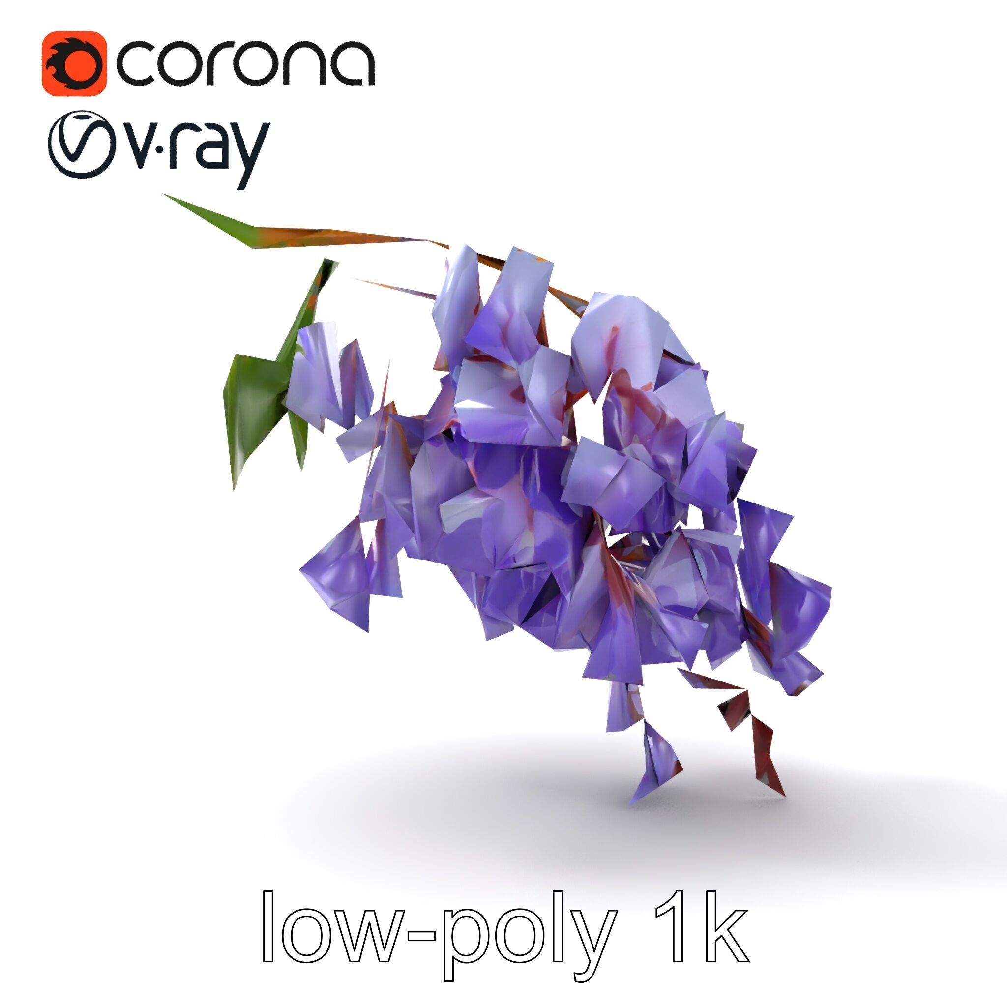Bicolor Wisteria Petals 3D Model Pack Low-poly 3D model_28
