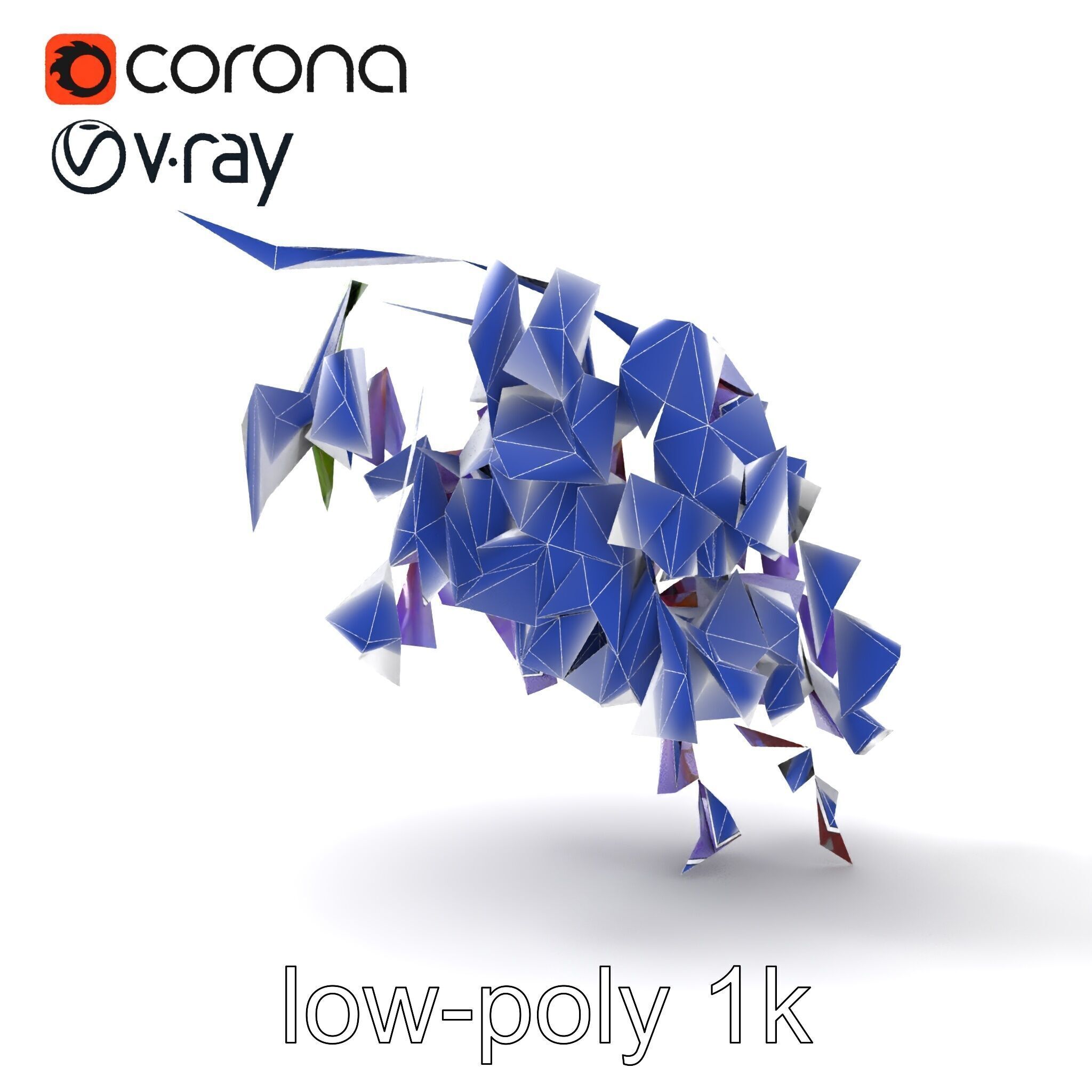 Bicolor Wisteria Petals 3D Model Pack Low-poly 3D model_12