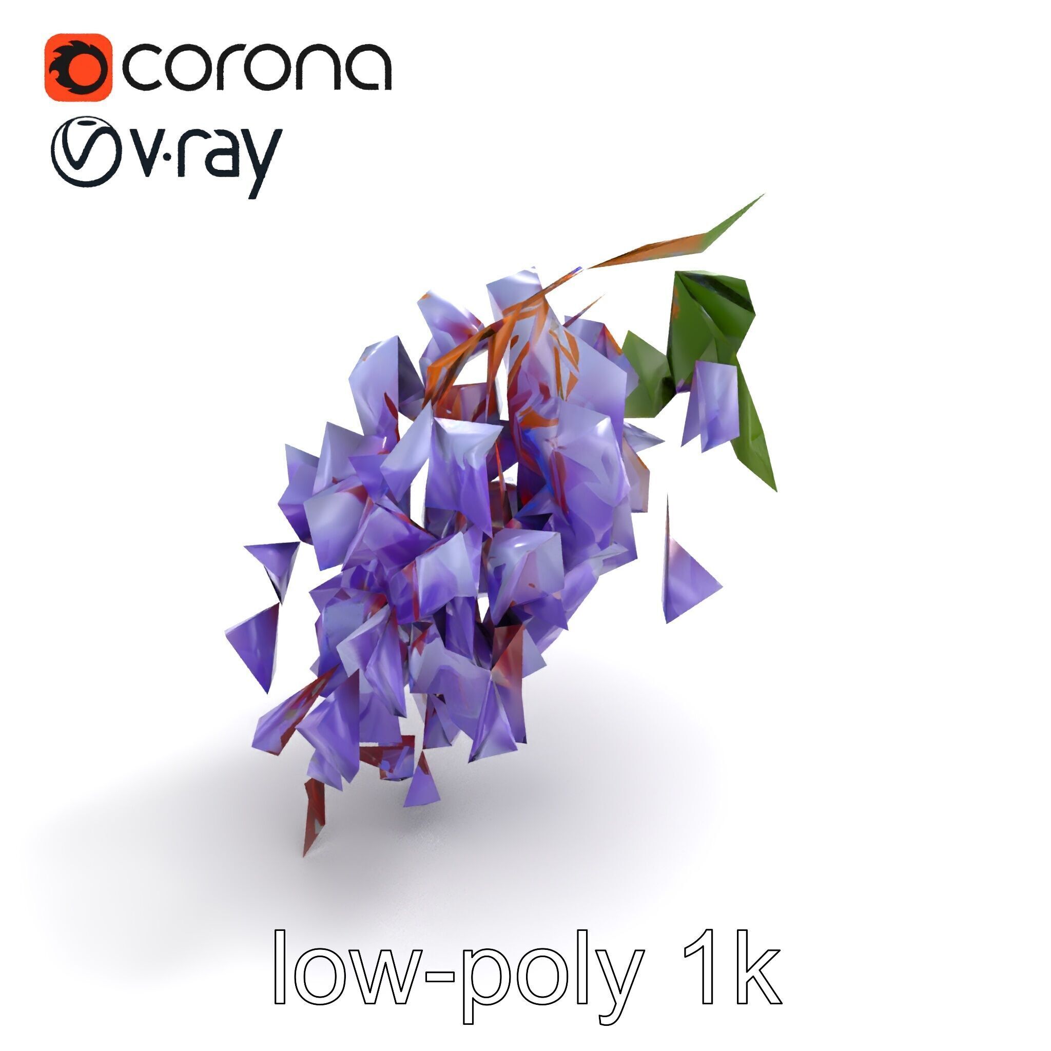 Bicolor Wisteria Petals 3D Model Pack Low-poly 3D model_9