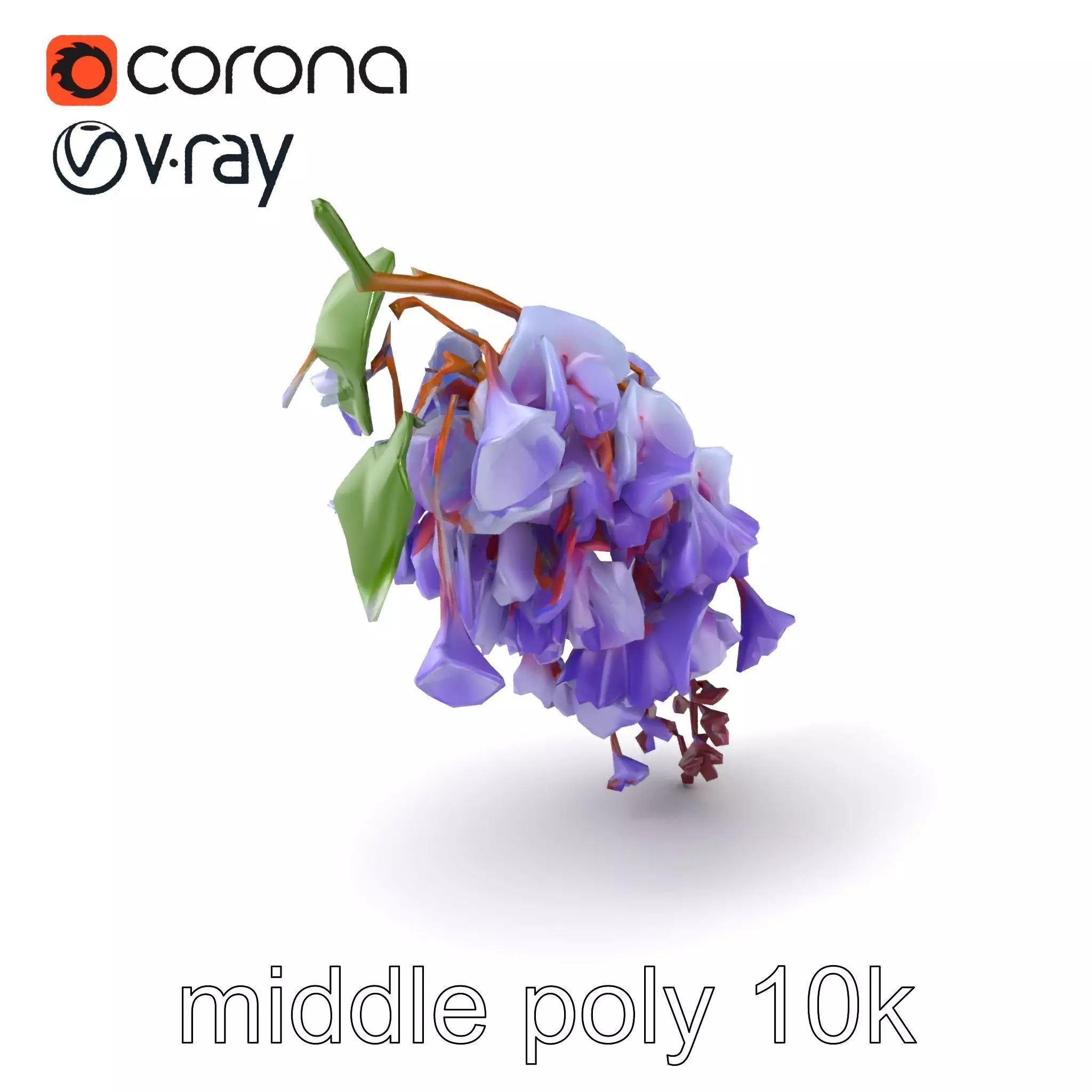 Bicolor Wisteria Petals 3D Model Pack Low-poly 3D model_0