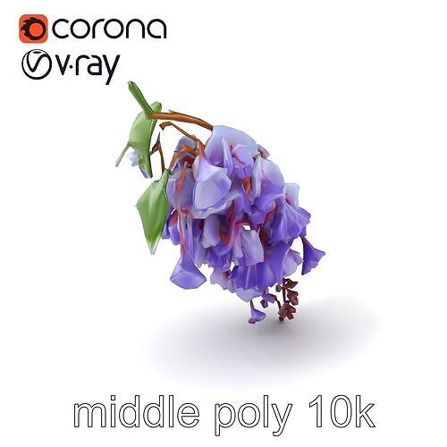 Bicolor Wisteria Petals 3D Model Pack Low-poly 3D model
