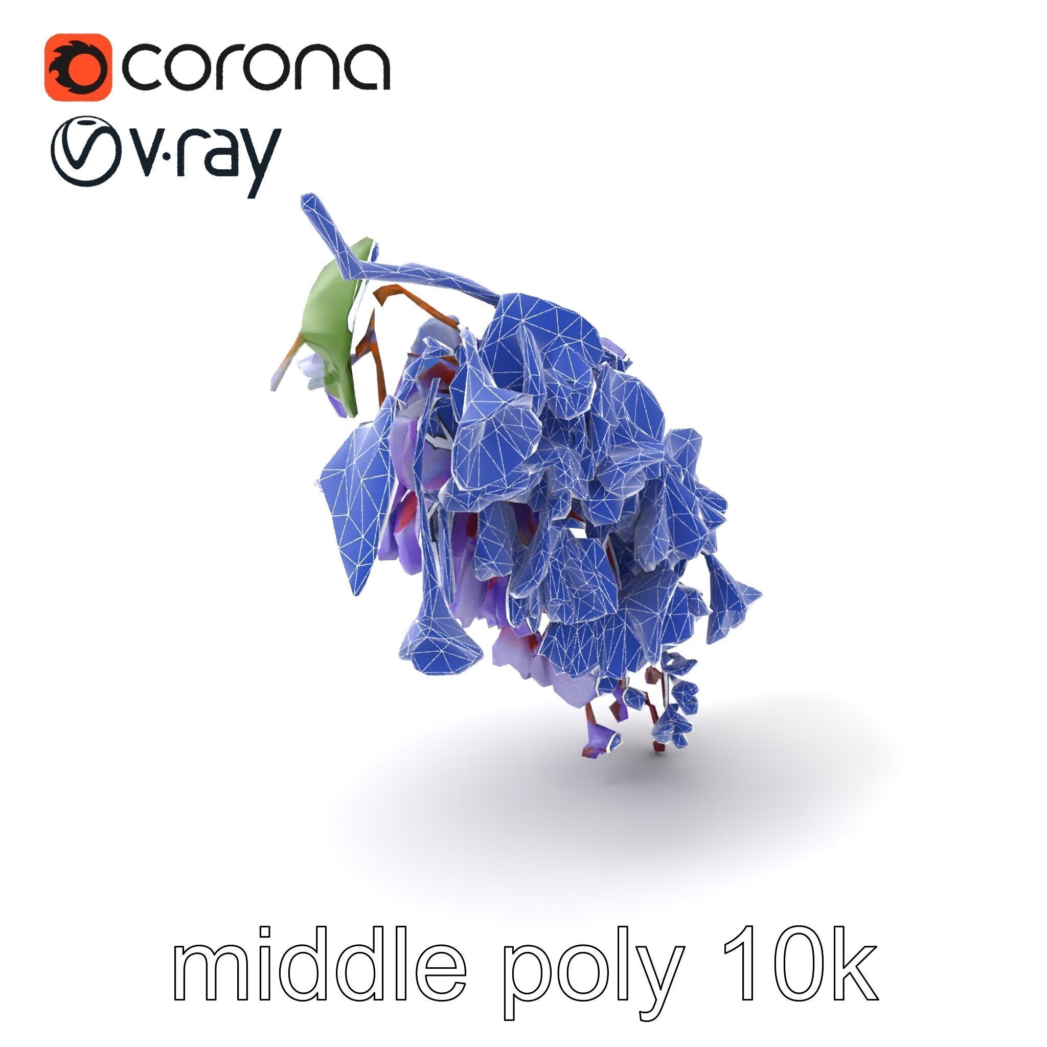 Bicolor Wisteria Petals 3D Model Pack Low-poly 3D model_6
