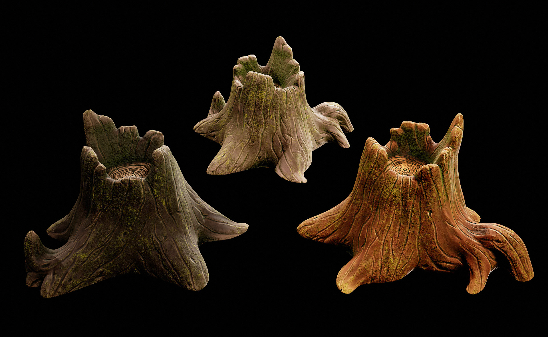 Stylized Stump 3D model Low-poly 3D model_5