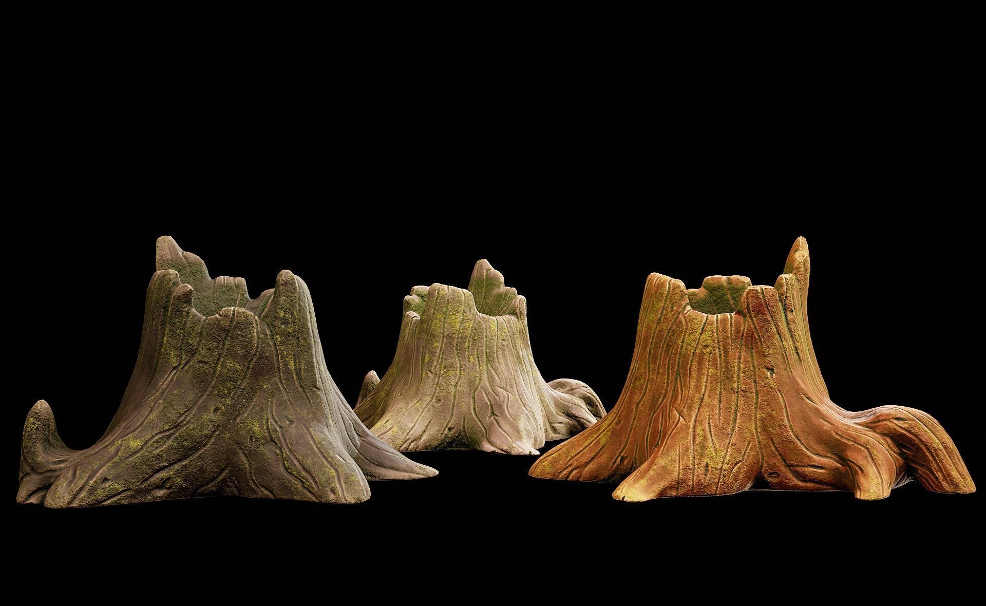 Stylized Stump 3D model Low-poly 3D model_6