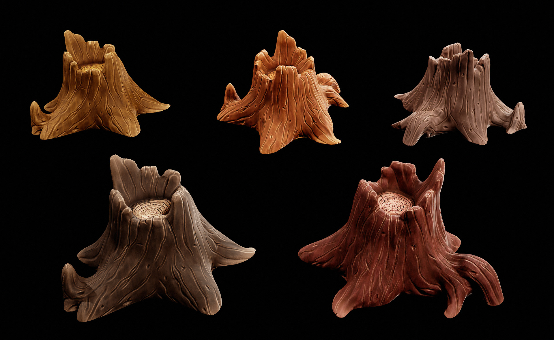 Stylized Stump 3D model Low-poly 3D model_3