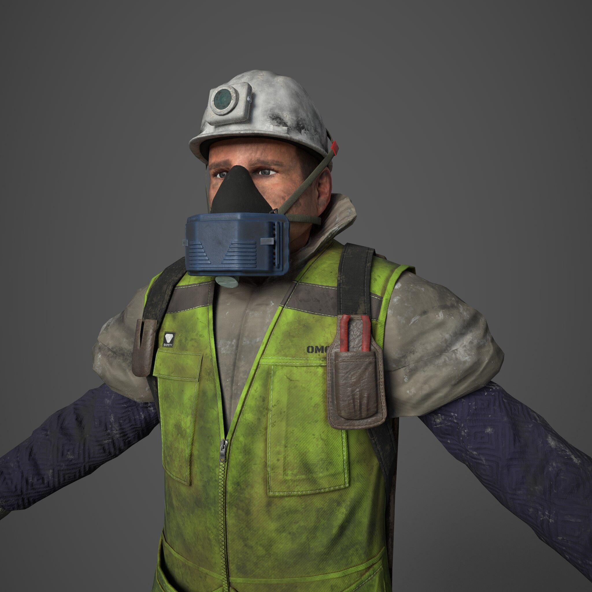 High Quality PBR Character Digital Twin  VR Mining Experience Low-poly 3D model_3