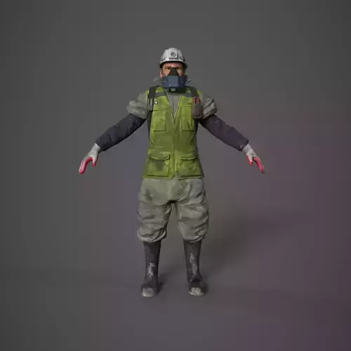 High Quality PBR Character Digital Twin  VR Mining Experience Low-poly 3D model