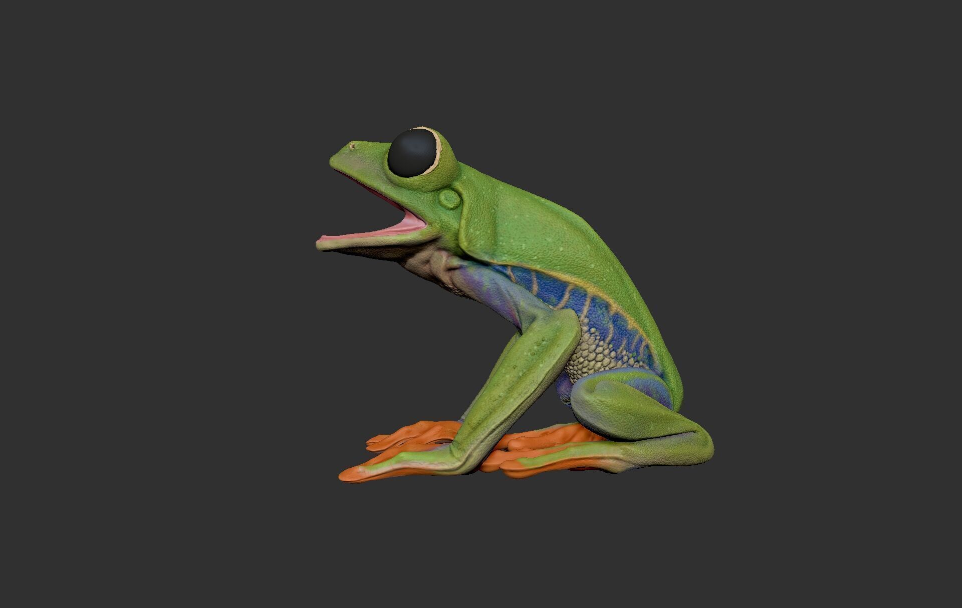 Red Tree Frog Sculpt  Low-poly 3D model_1