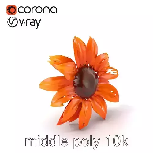 Orange Sunflower Lifelike 3D Model Pack