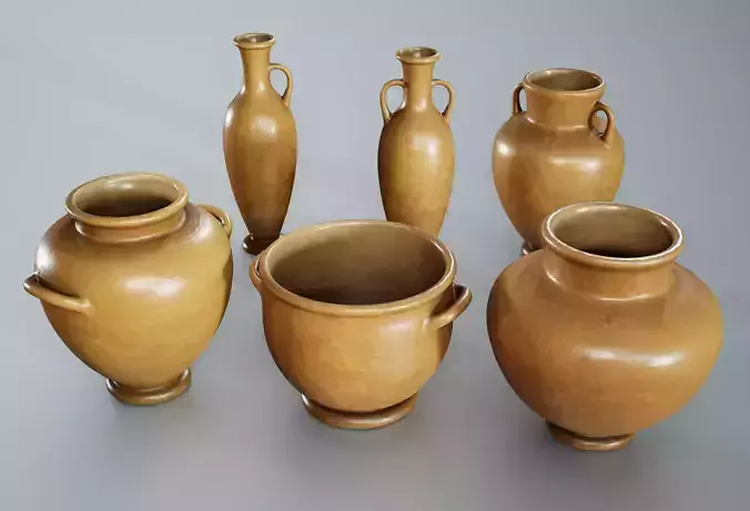 Set of 6 Clay Pots
