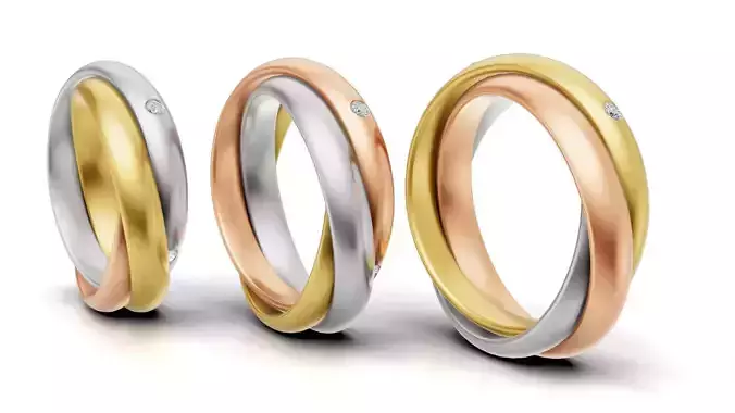 Cartier Trinity Ring Classic Model 5 Diamonds 3D print model