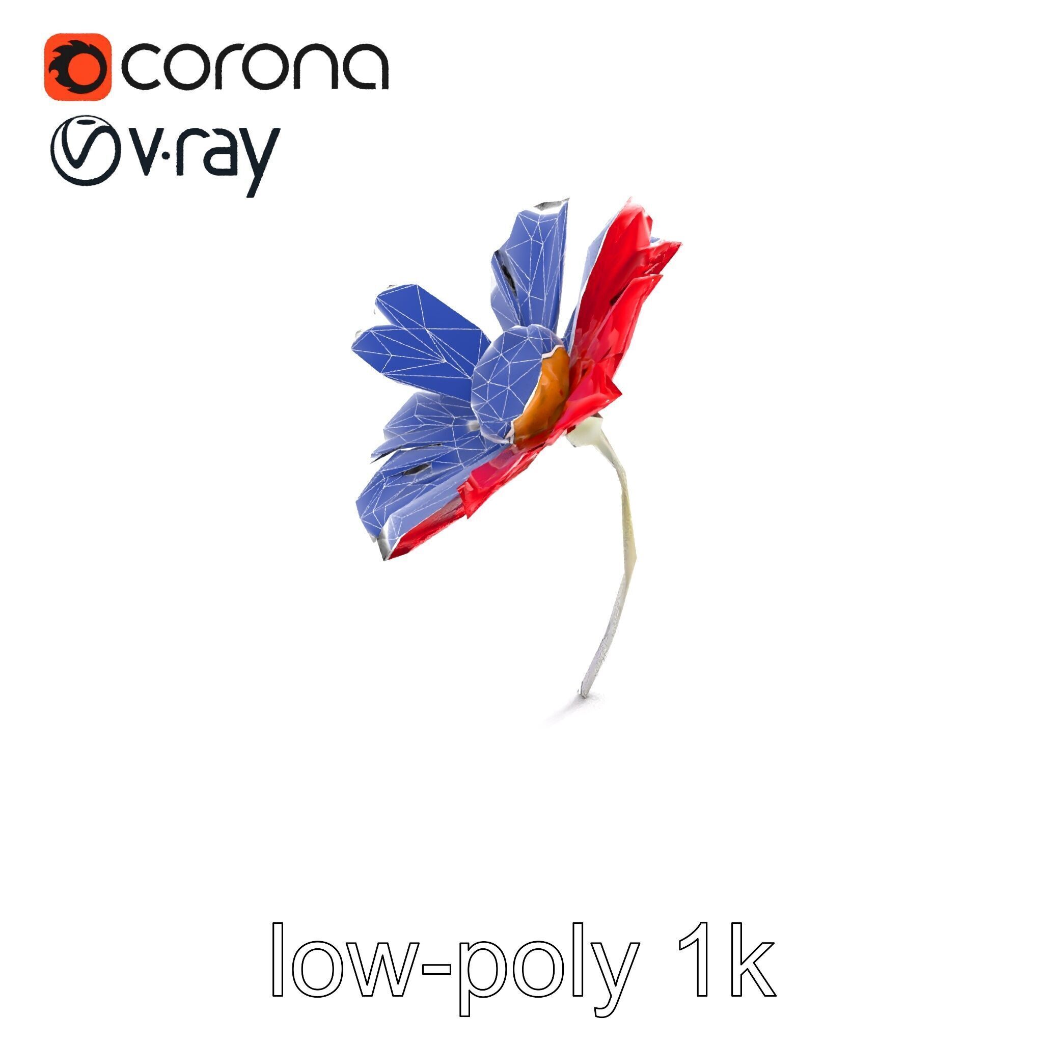 Lavandula Red Flower Detailed Botanical Model Pack Low-poly 3D model_16