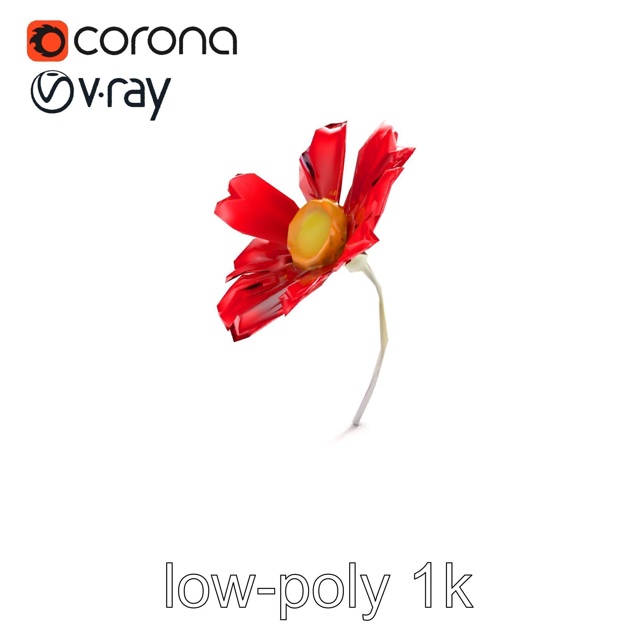 Lavandula Red Flower Detailed Botanical Model Pack Low-poly 3D model_8