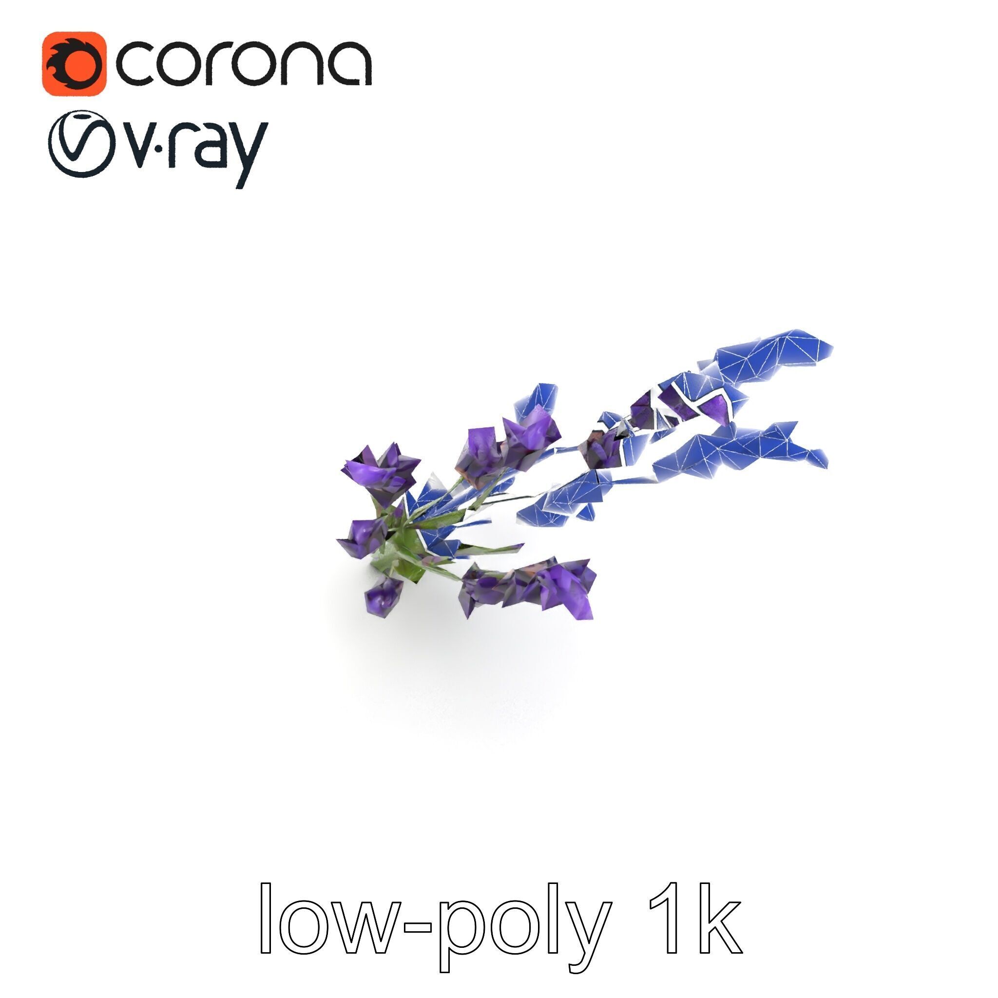 Lavender Flower Detailed Sculpture model pack Low-poly 3D model_13