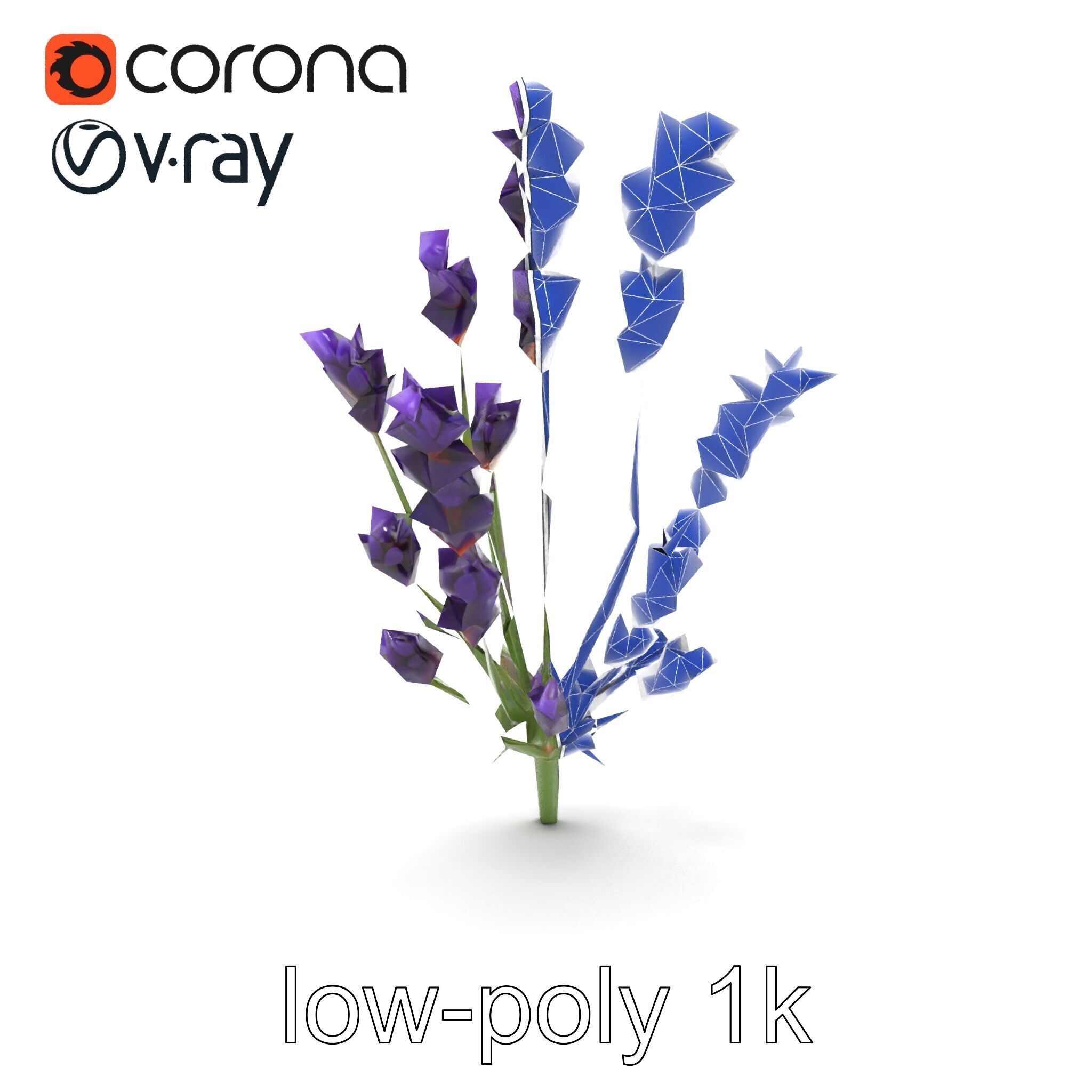 Lavender Flower Detailed Sculpture model pack Low-poly 3D model_28