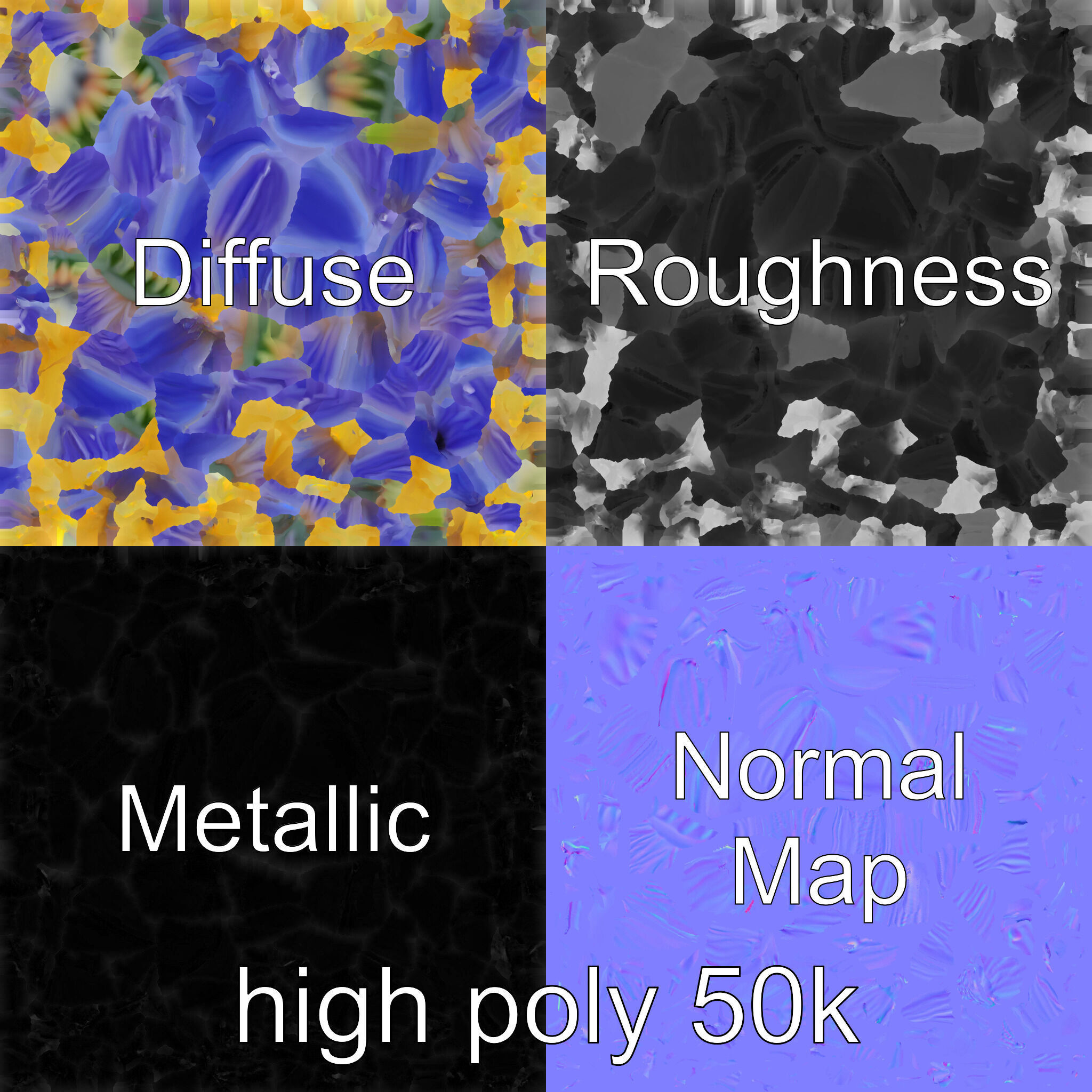 Lavandula Blue Flower Natural Texture model pack Low-poly 3D model_3