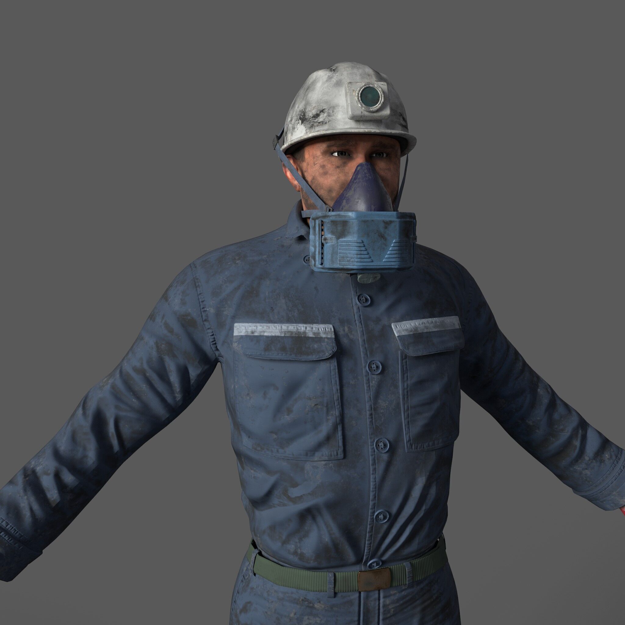 Game Ready Mining Worker Character Mid Poly VR Digital Twin Low-poly 3D model_3
