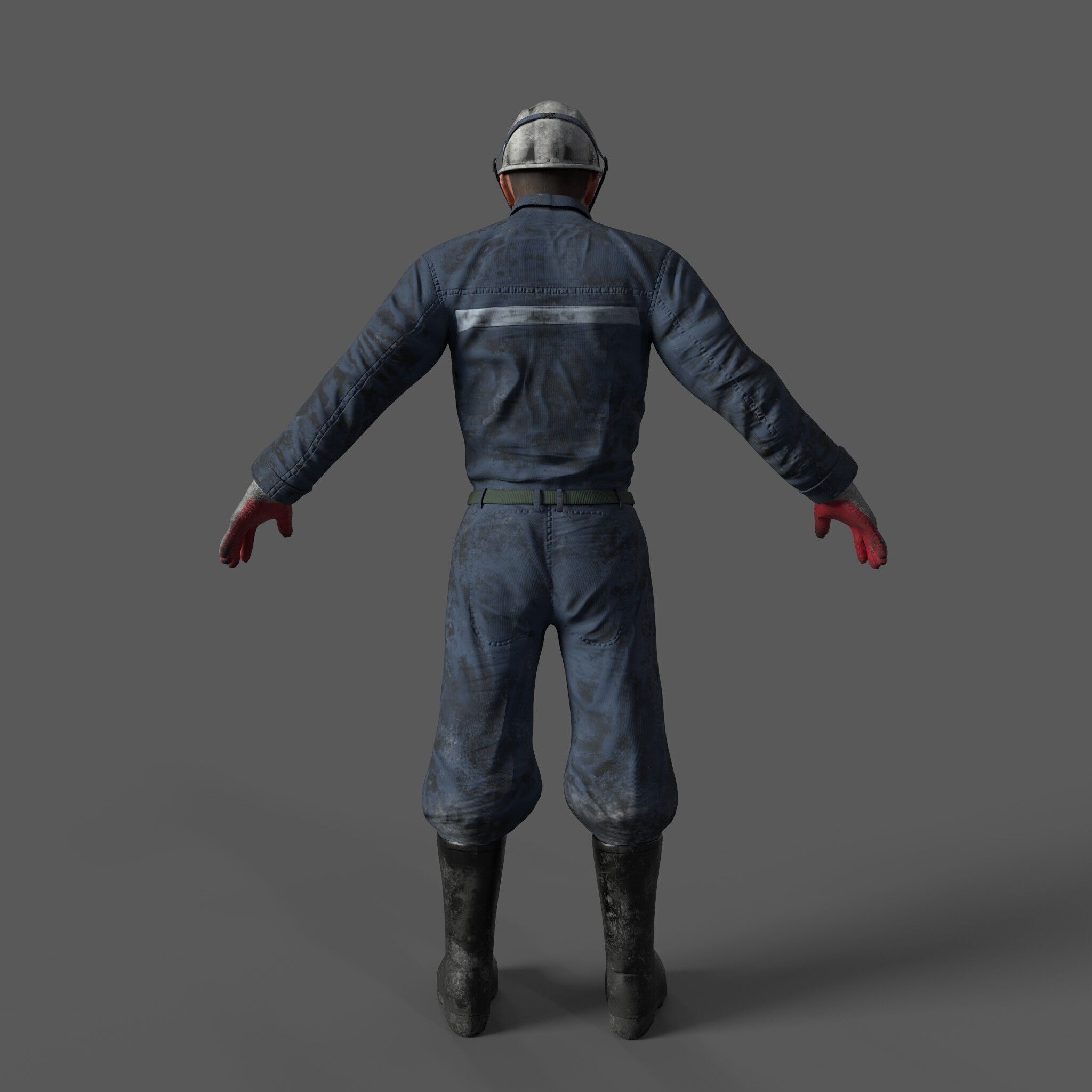 Game Ready Mining Worker Character Mid Poly VR Digital Twin Low-poly 3D model_1