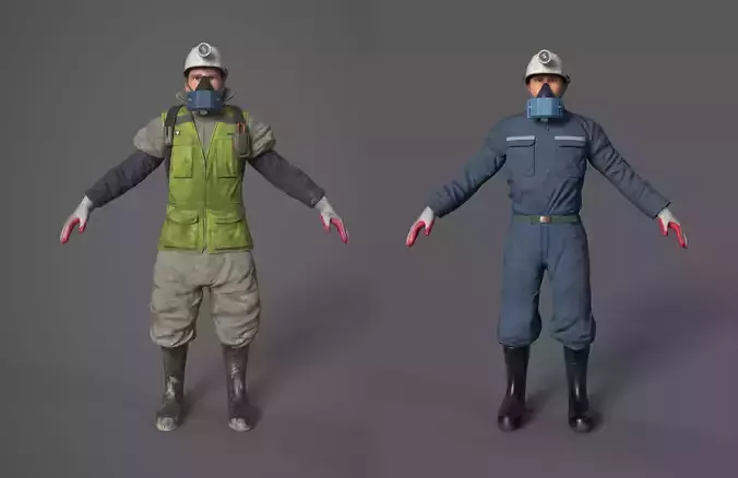 Mining Worker Character Pack Game Ready VR Digital Twin