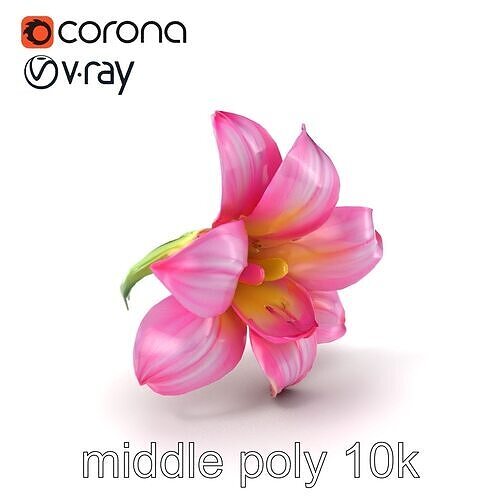 Freesia Pink Flower Natural Details Model Pack Low-poly 3D model