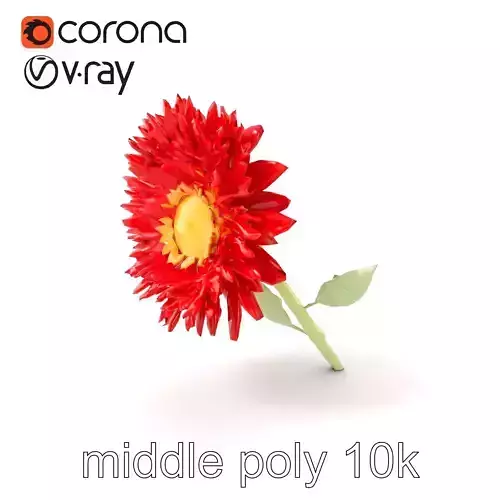 Red Chrysanthemum Flower Detailed Model Pack Low-poly 3D model
