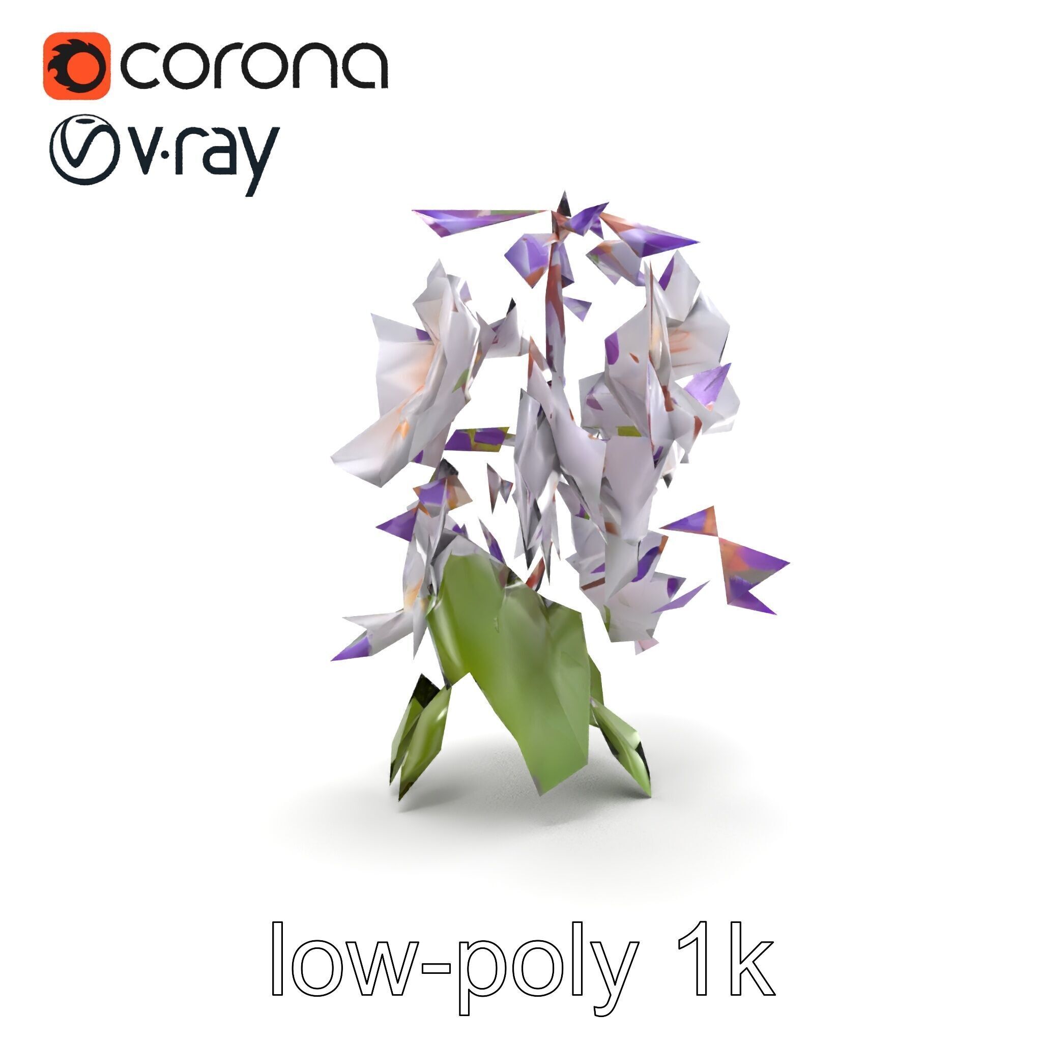 Double Wisteria Plush Flowers Realistic Model Pack Low-poly 3D model_20