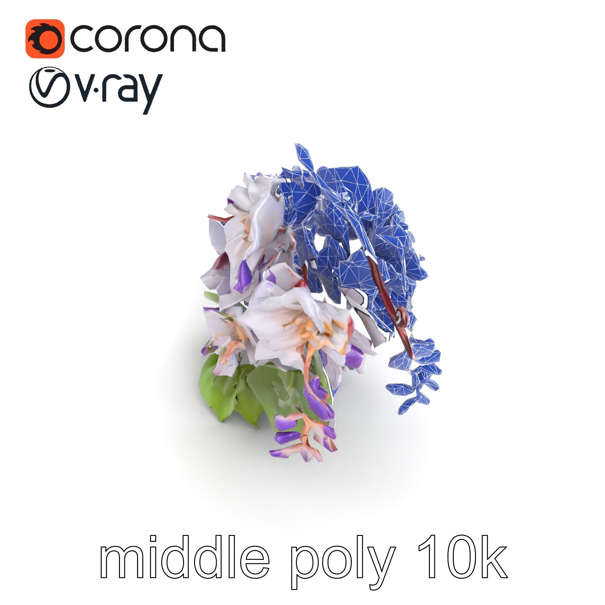 Double Wisteria Plush Flowers Realistic Model Pack Low-poly 3D model_14