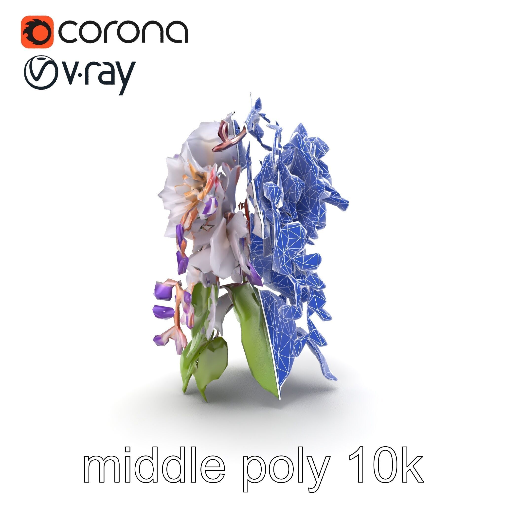 Double Wisteria Plush Flowers Realistic Model Pack Low-poly 3D model_15