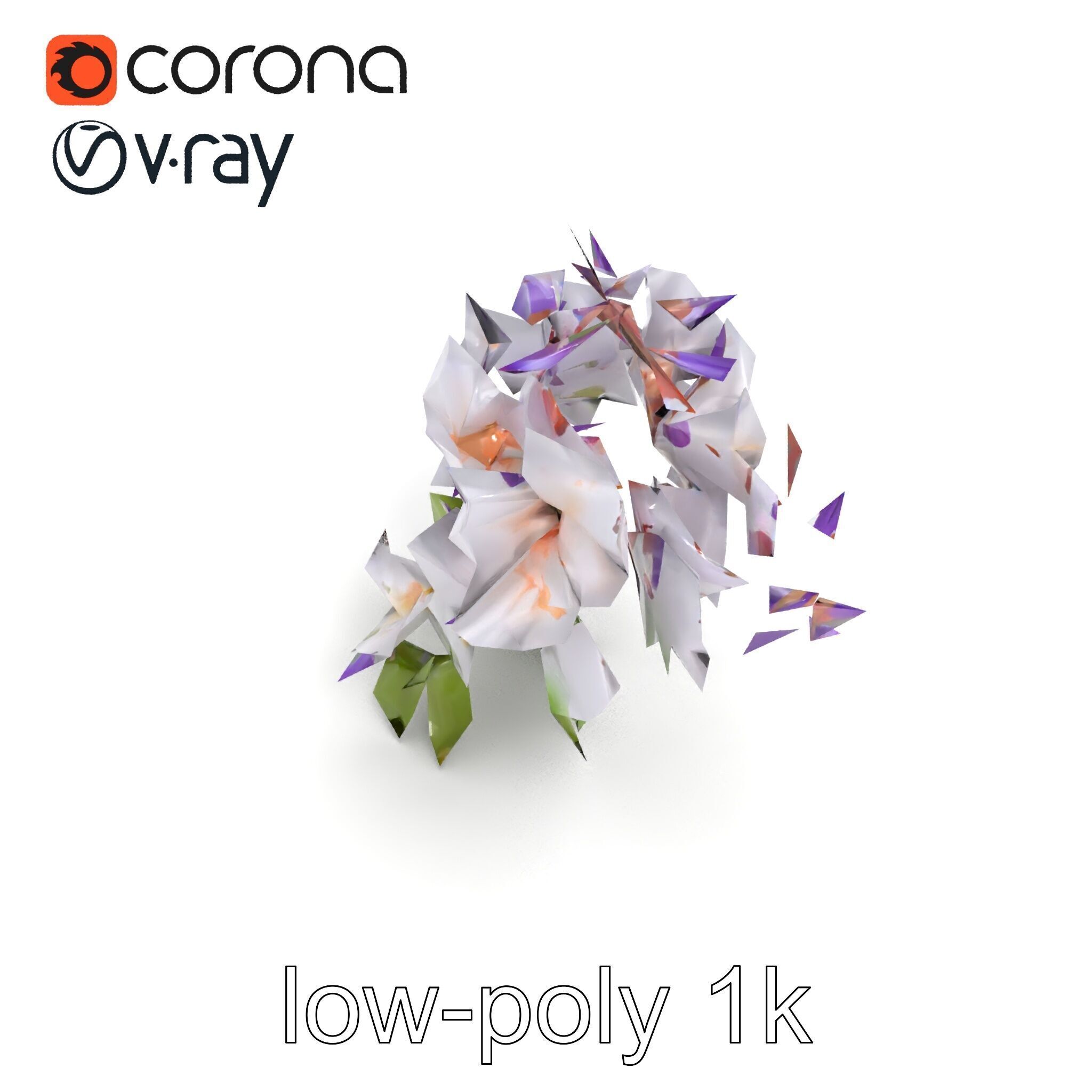 Double Wisteria Plush Flowers Realistic Model Pack Low-poly 3D model_13