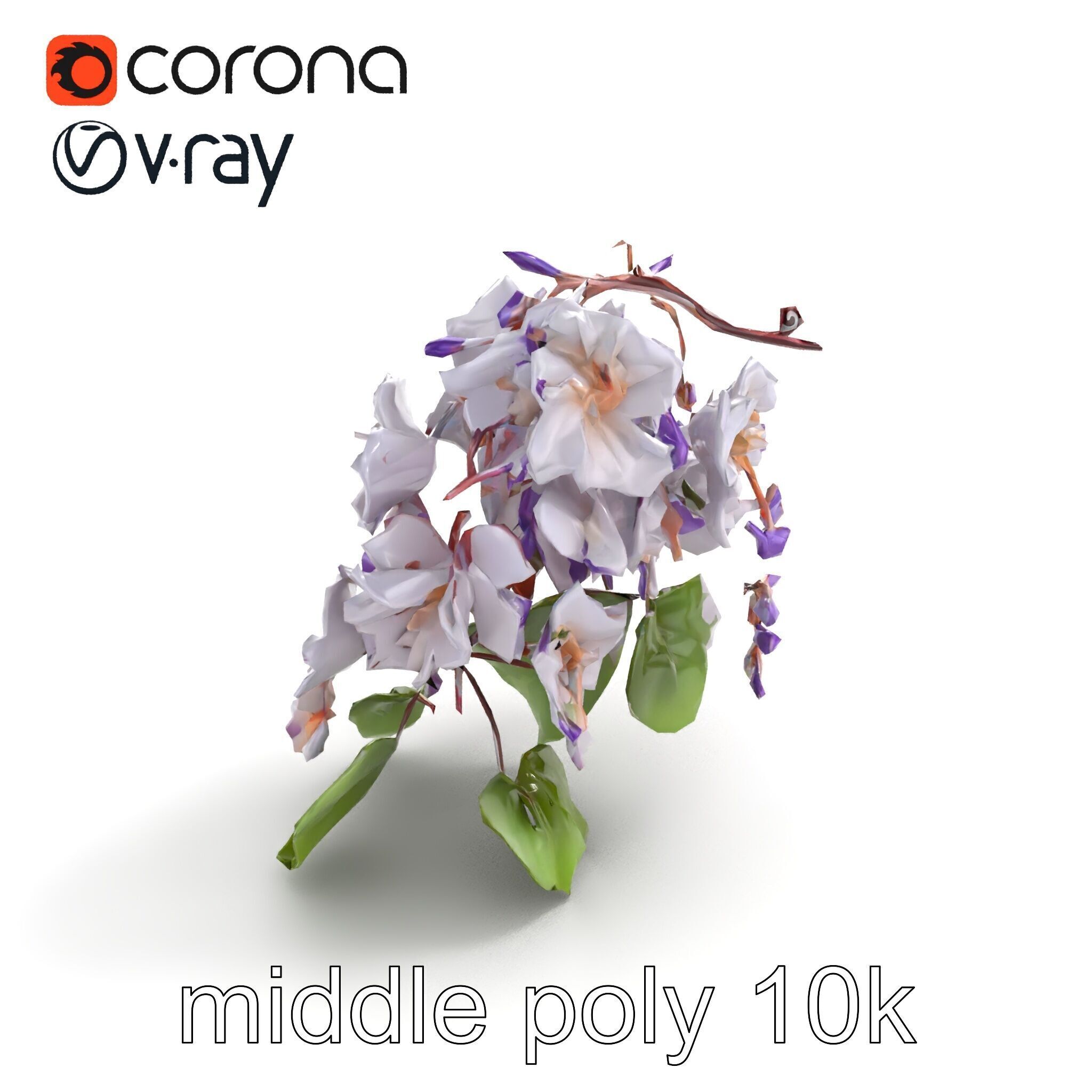 Double Wisteria Plush Flowers Realistic Model Pack Low-poly 3D model_7