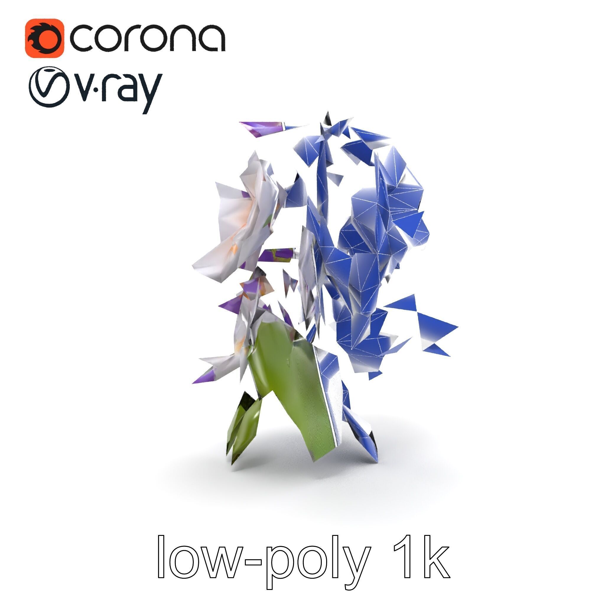 Double Wisteria Plush Flowers Realistic Model Pack Low-poly 3D model_26