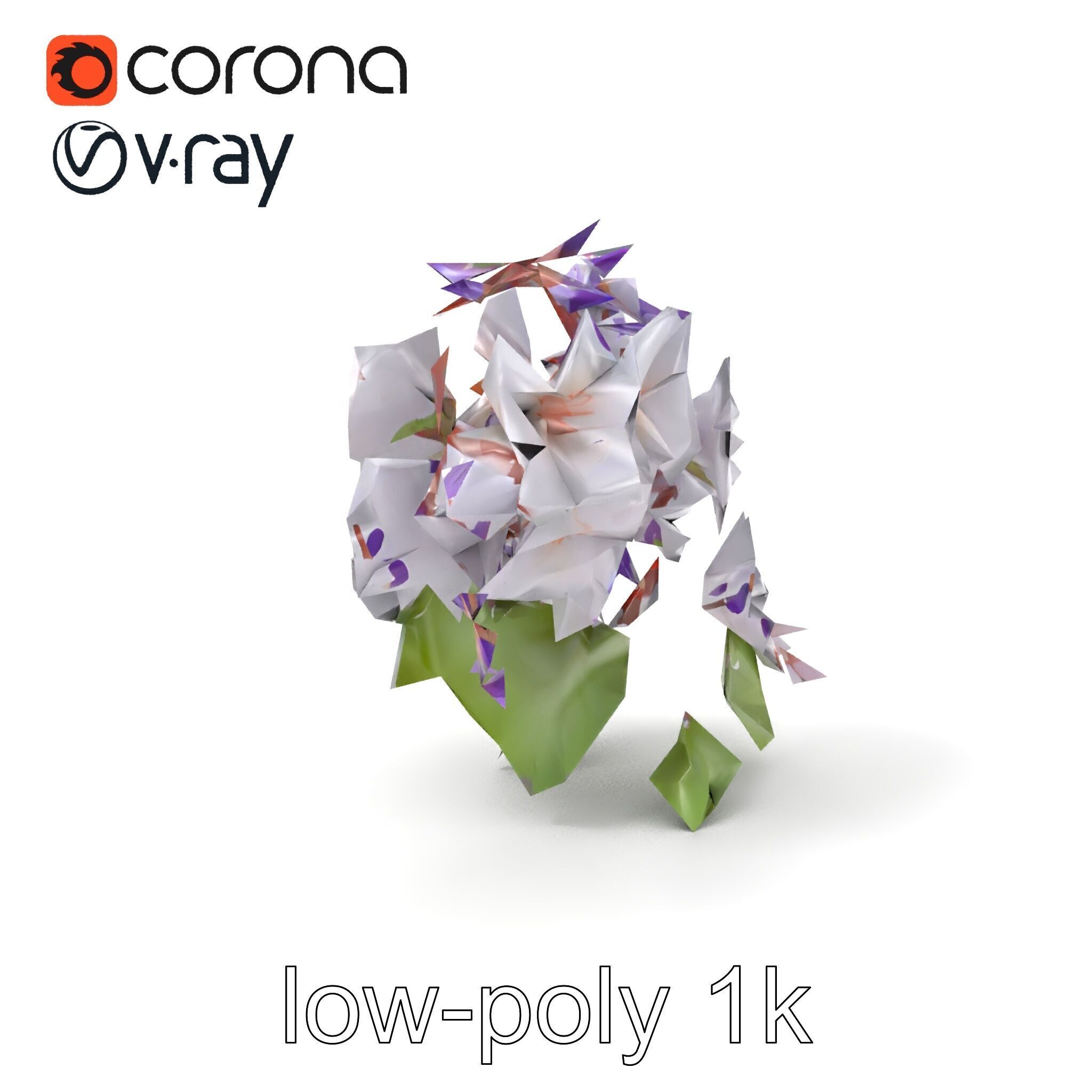 Double Wisteria Plush Flowers Realistic Model Pack Low-poly 3D model_4