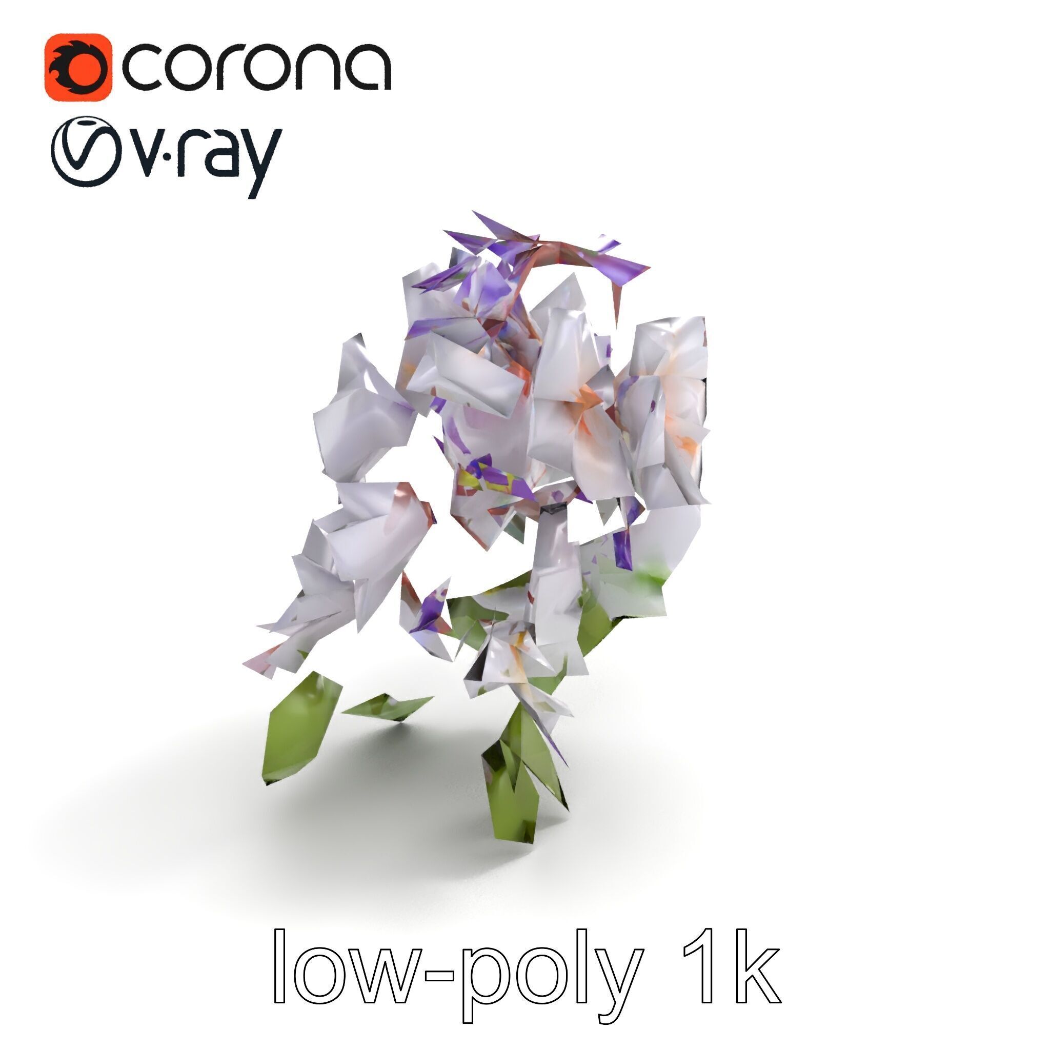 Double Wisteria Plush Flowers Realistic Model Pack Low-poly 3D model_8
