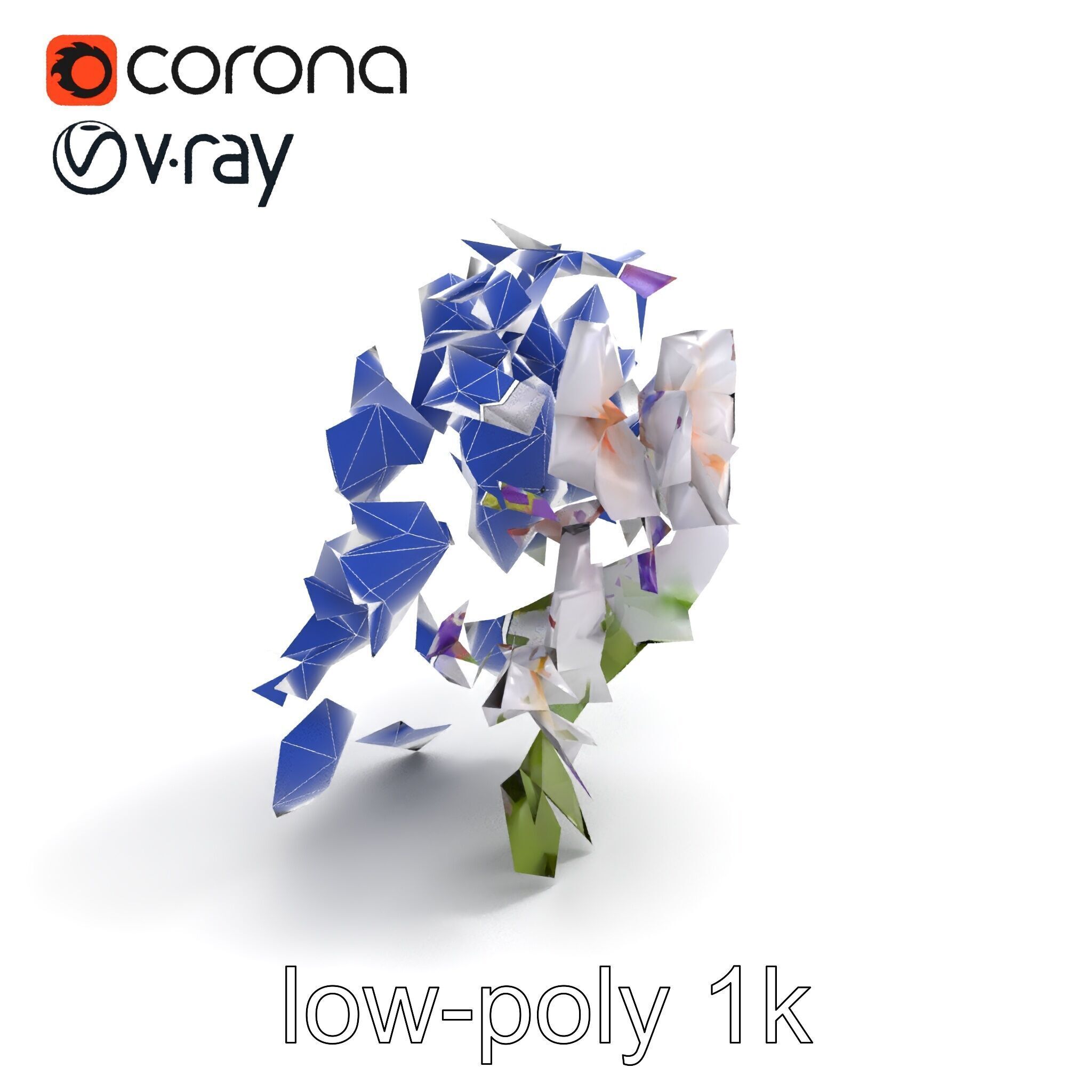 Double Wisteria Plush Flowers Realistic Model Pack Low-poly 3D model_12