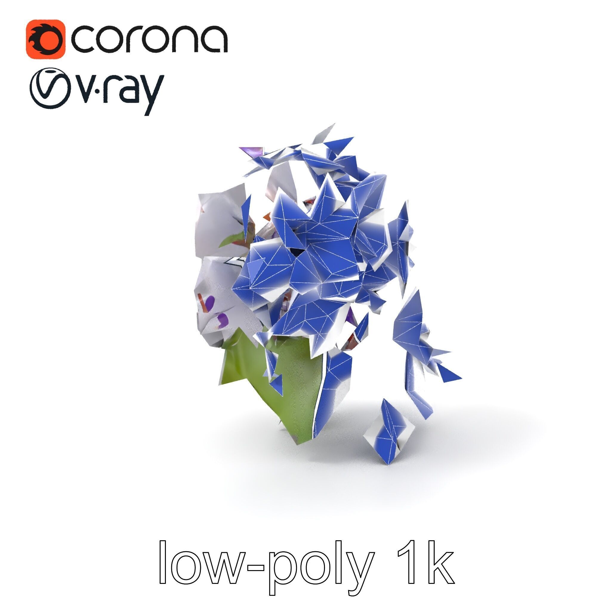 Double Wisteria Plush Flowers Realistic Model Pack Low-poly 3D model_6