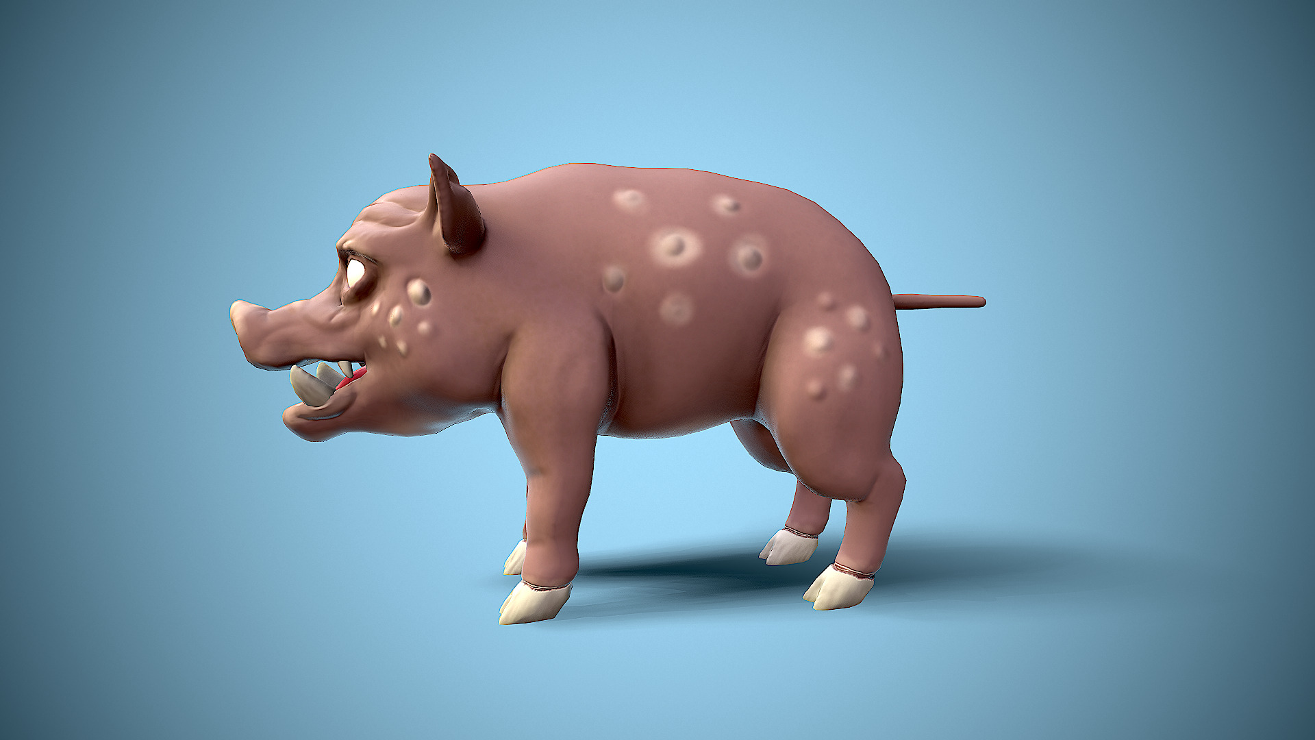 cartoon wild boar Low-poly 3D model_11