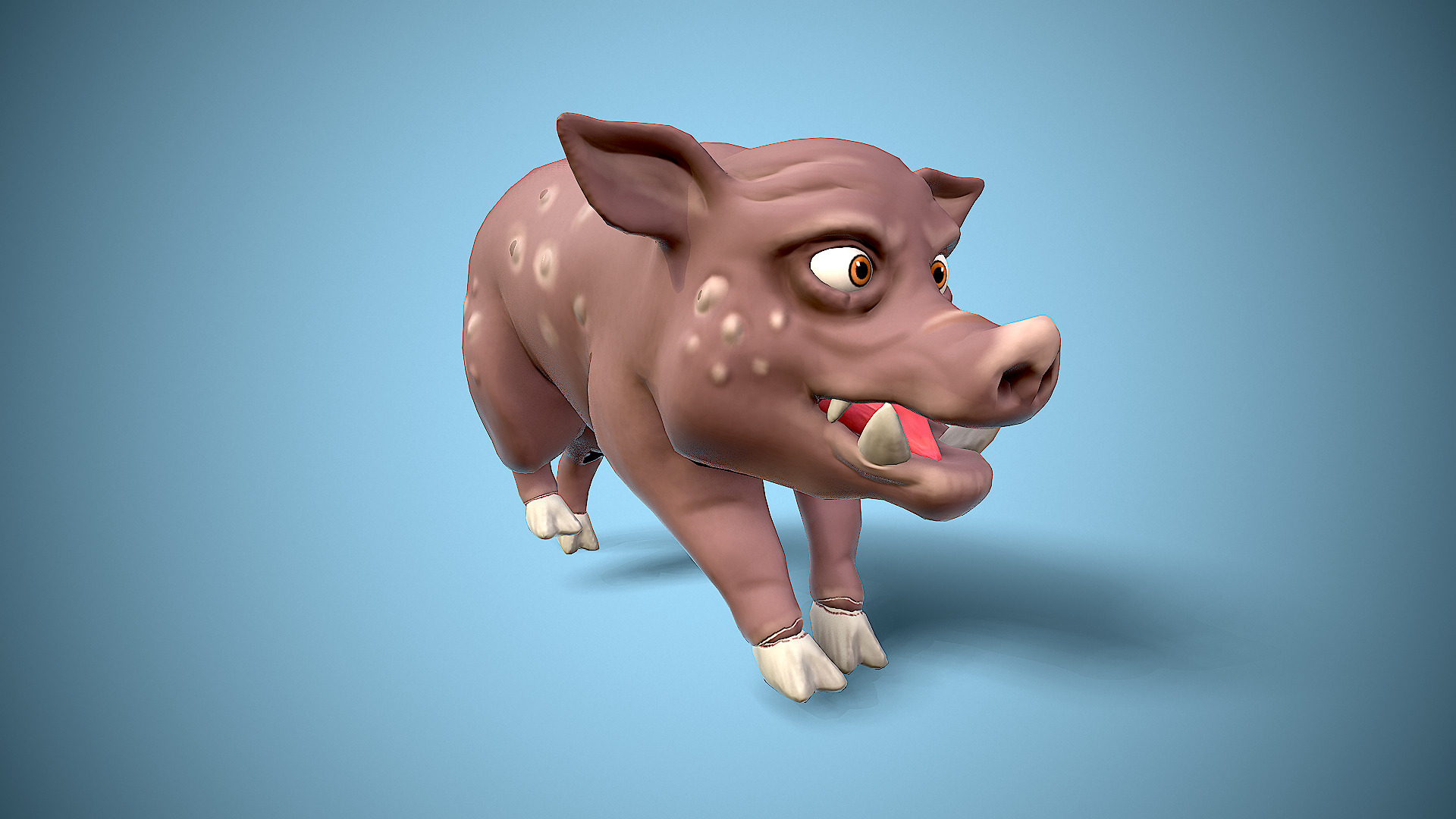 cartoon wild boar Low-poly 3D model_4